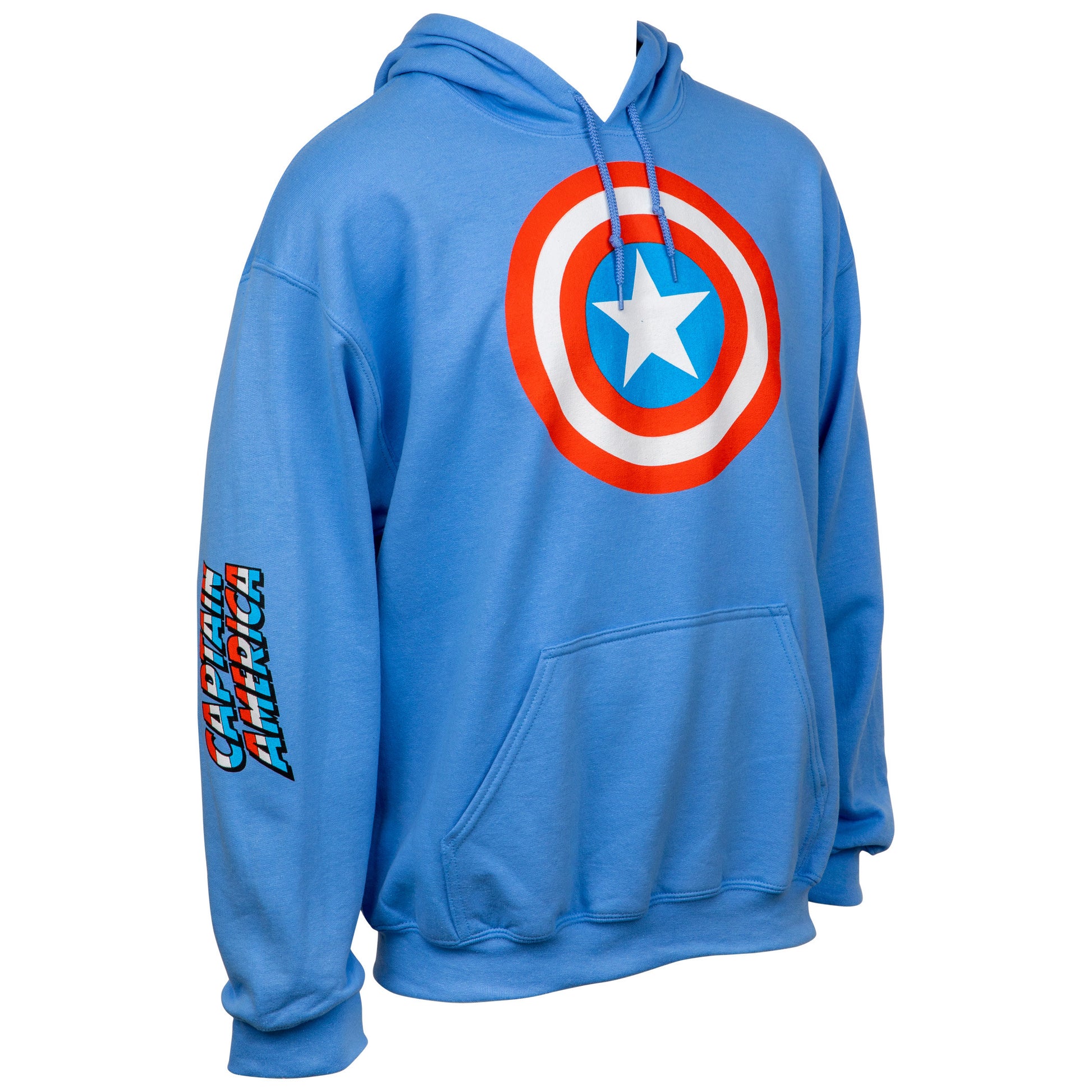 title:Captain America Shield Symbol with Sleeve Print Text Pull Over Hoodie;color:Blue