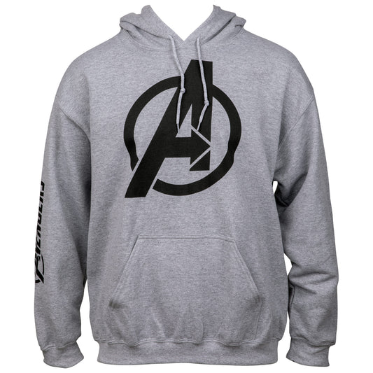 title:Avengers Symbol with Sleeve Print Text Pull Over Hoodie;color:Grey