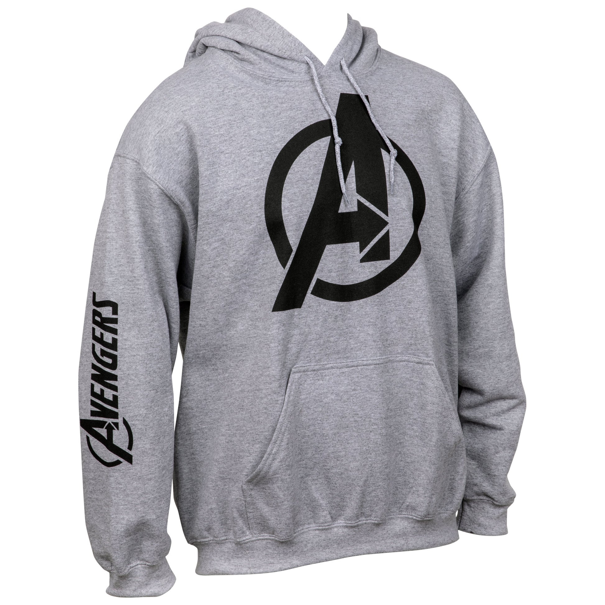 title:Avengers Symbol with Sleeve Print Text Pull Over Hoodie;color:Grey