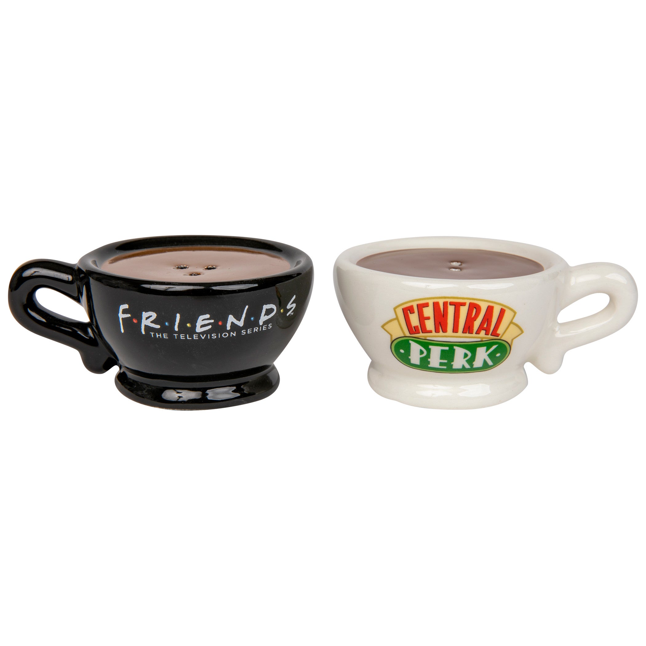 title:Friends Central Perk Mugs Black & White Salt & Pepper Shakers;color:White