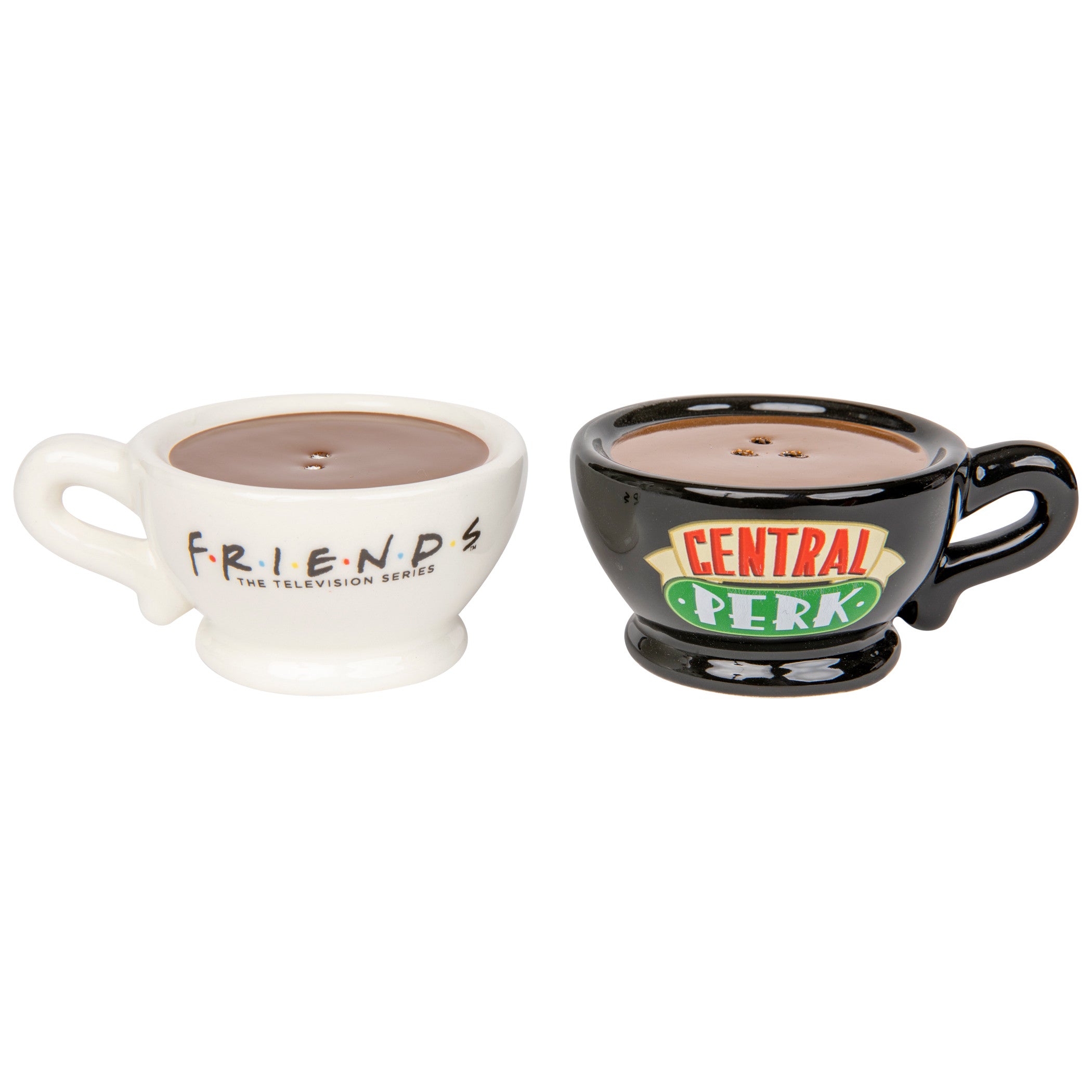 title:Friends Central Perk Mugs Black & White Salt & Pepper Shakers;color:White