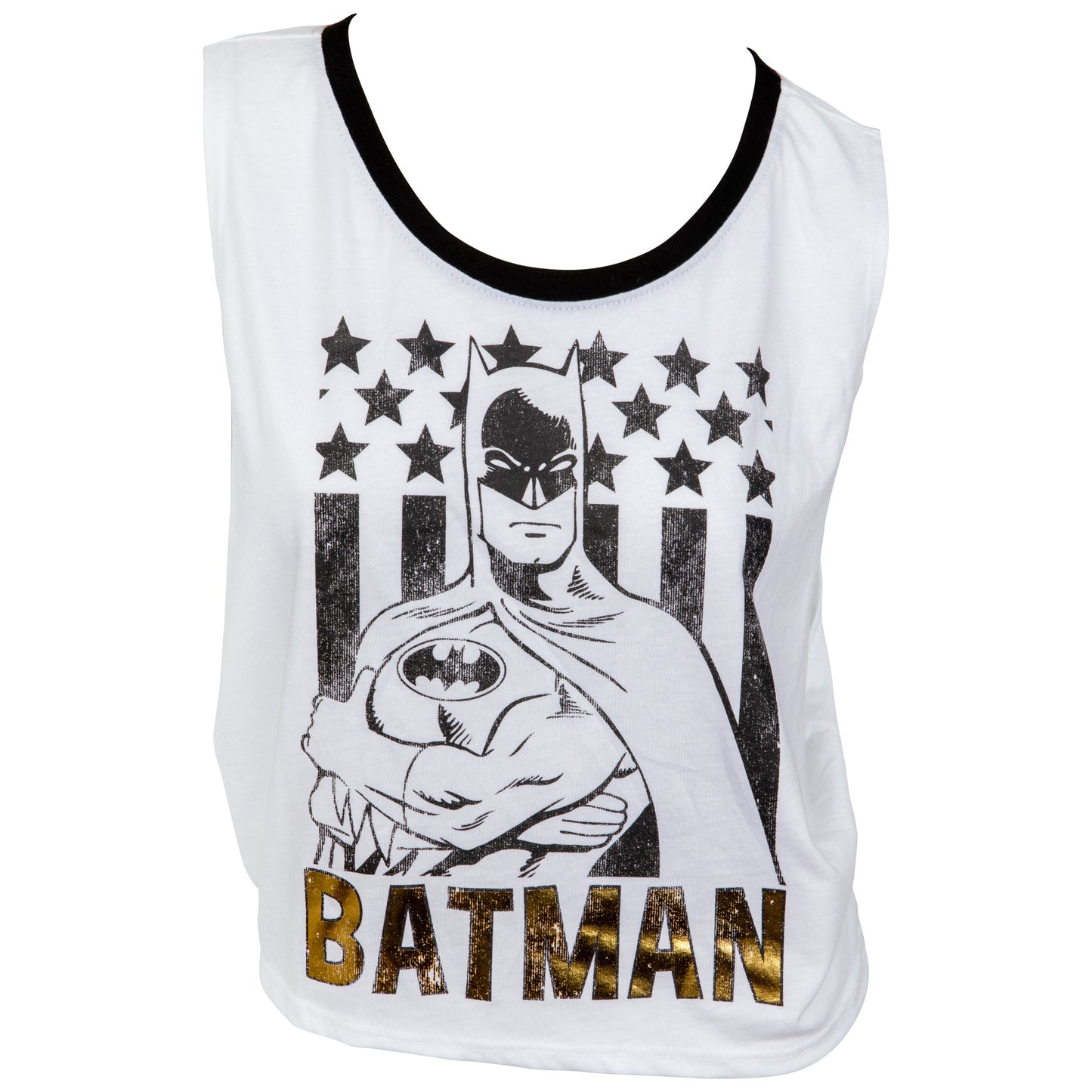 title:Batman Juniors Foil Graphic Tank Top;color:White