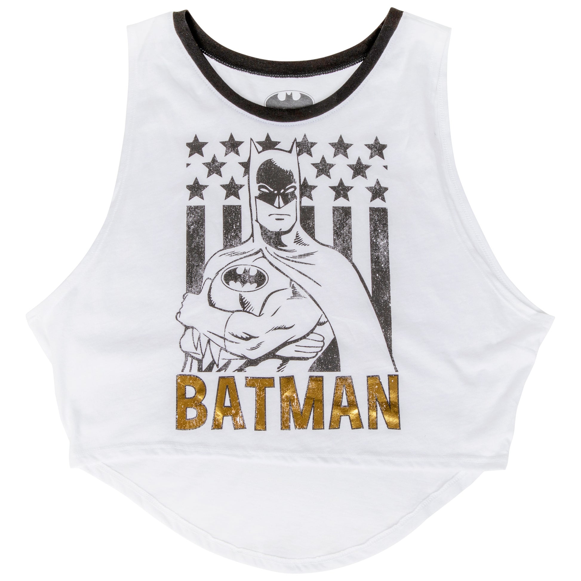 title:Batman Juniors Foil Graphic Tank Top;color:White