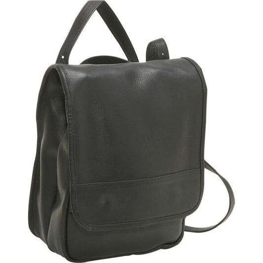 title:Le Donne Leather Convertible Backpack / Shoulder Bag;color:BLACK