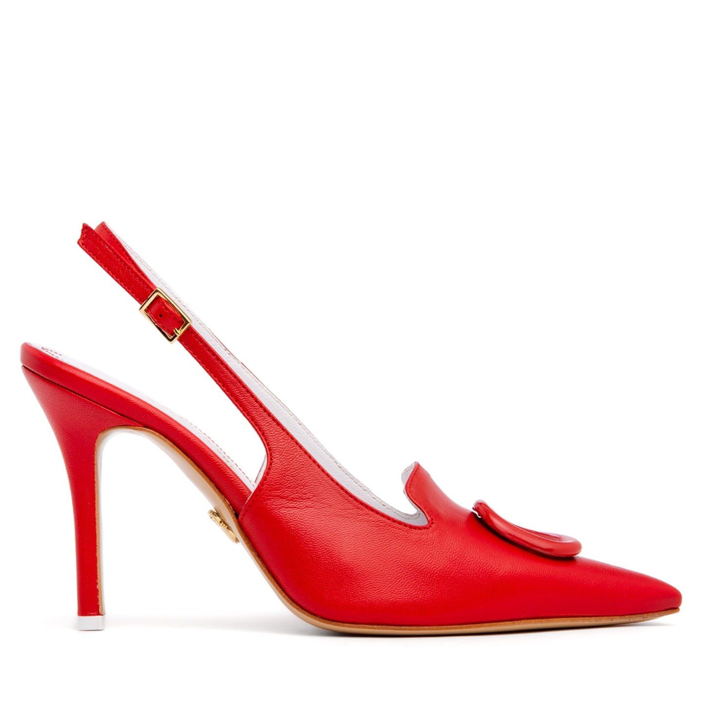 Ada Red Leather Slingback - Ruumur