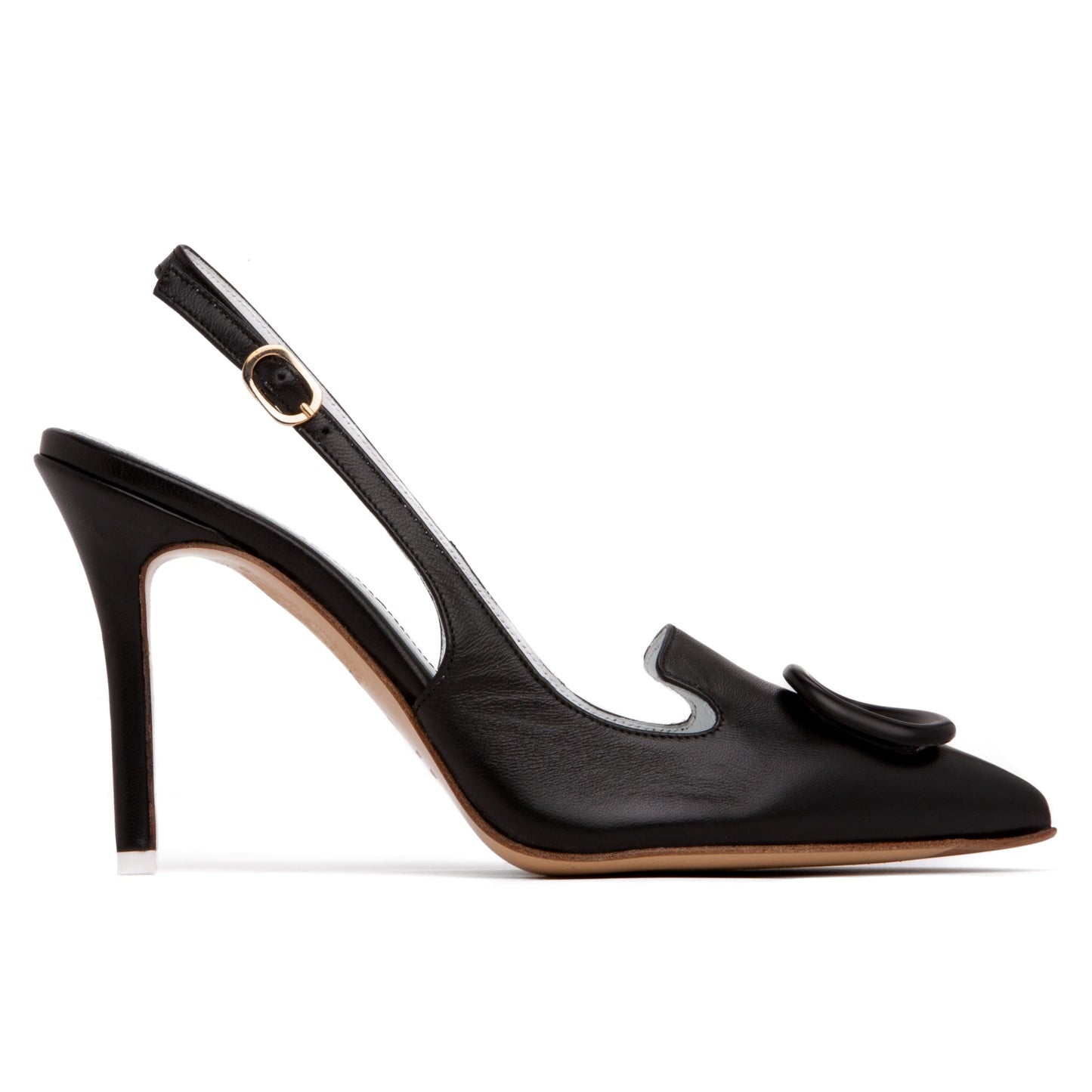 Ada Black Leather Slingback