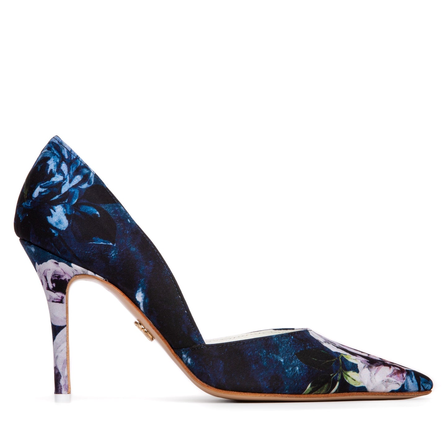 Allegra Stiletto Floral Satin & Leather Pump - Ruumur