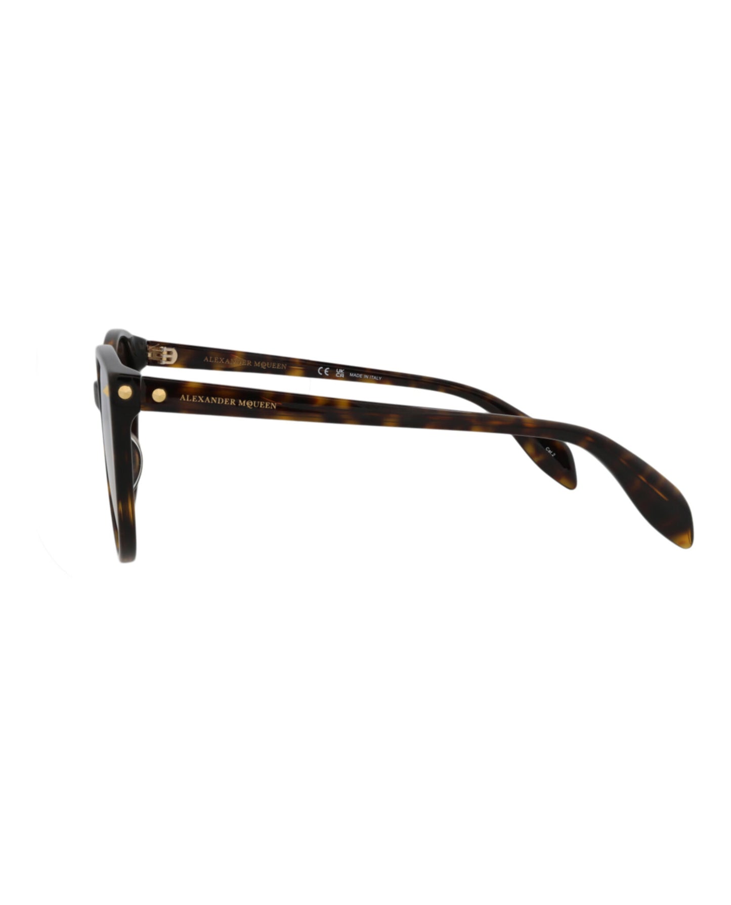 title:Alexander McQueen Round-Frame Acetate Sunglasses, Style #  AM0130S-30002577002;color:Avana Avana Brown