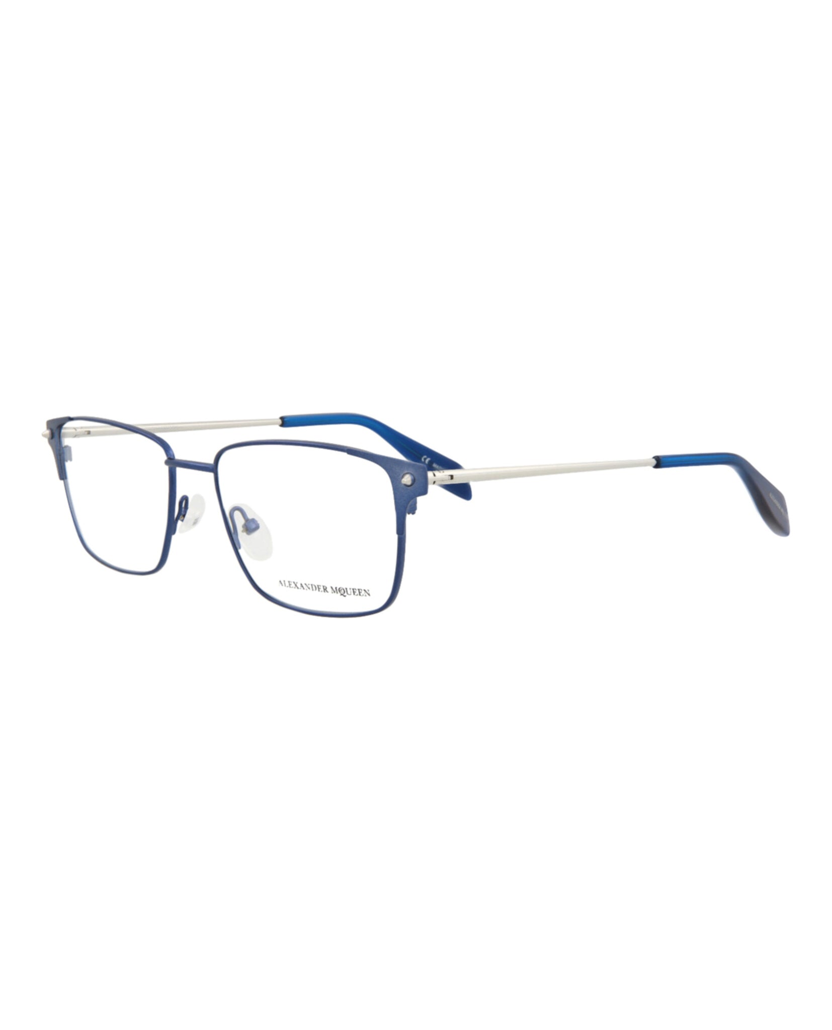 title:Alexander McQueen Fashion Optical, style # AM0142O-30002595003;color:Blue Silver Transparent