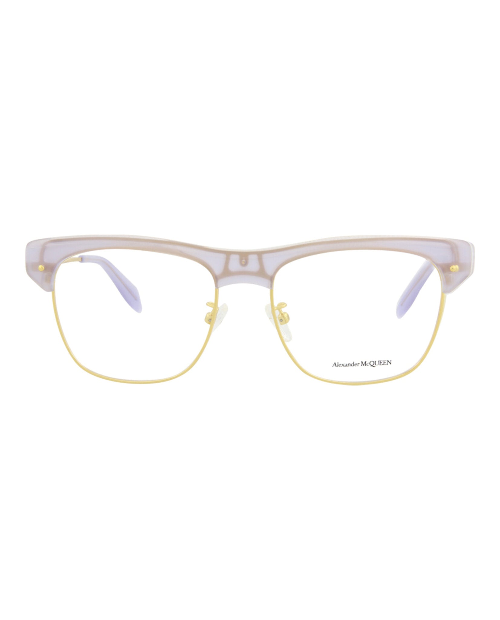 title:Alexander McQueen Fashion Optical, style # AM0237O-30008072005;color:Violet Gold Transparent