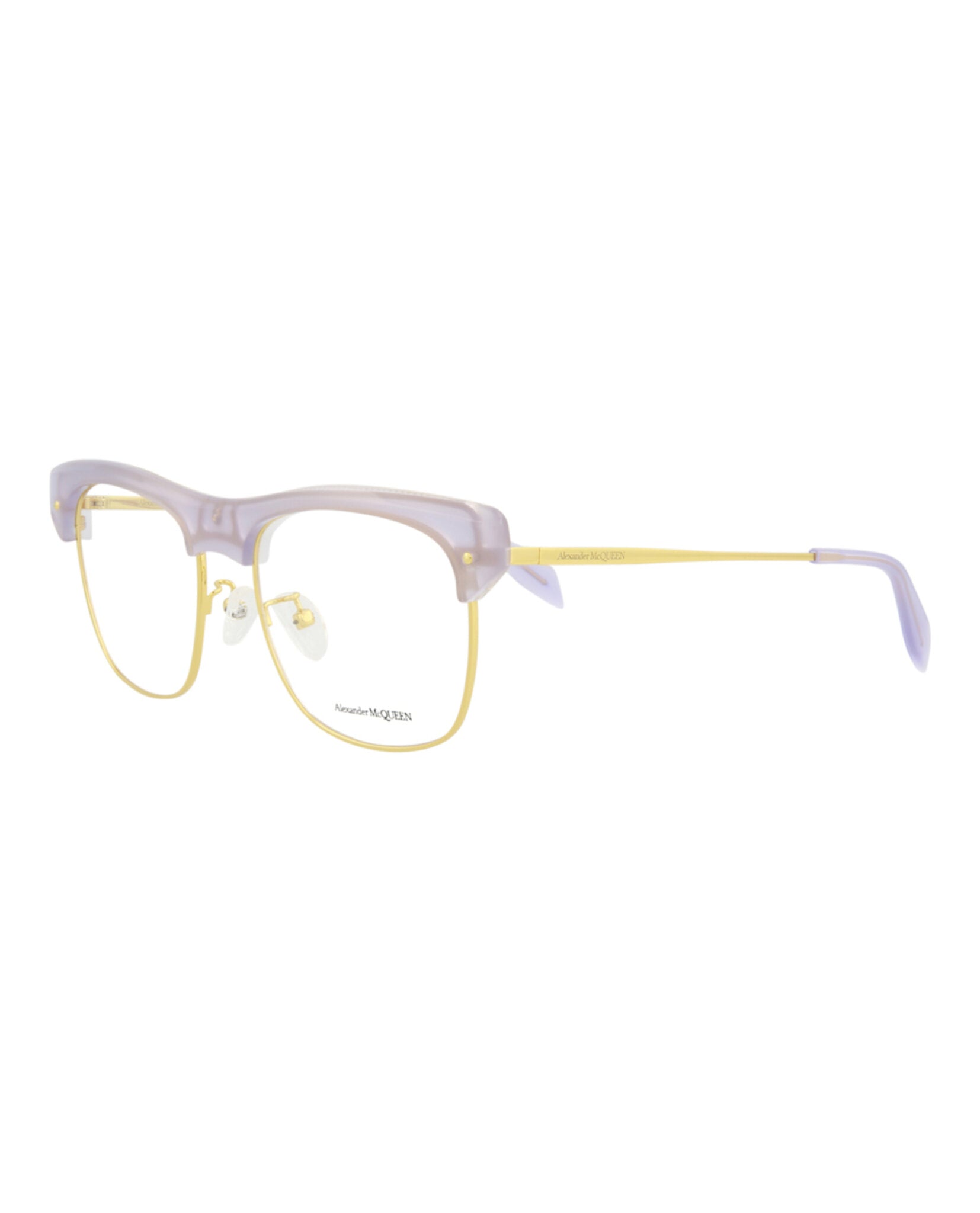 title:Alexander McQueen Fashion Optical, style # AM0237O-30008072005;color:Violet Gold Transparent