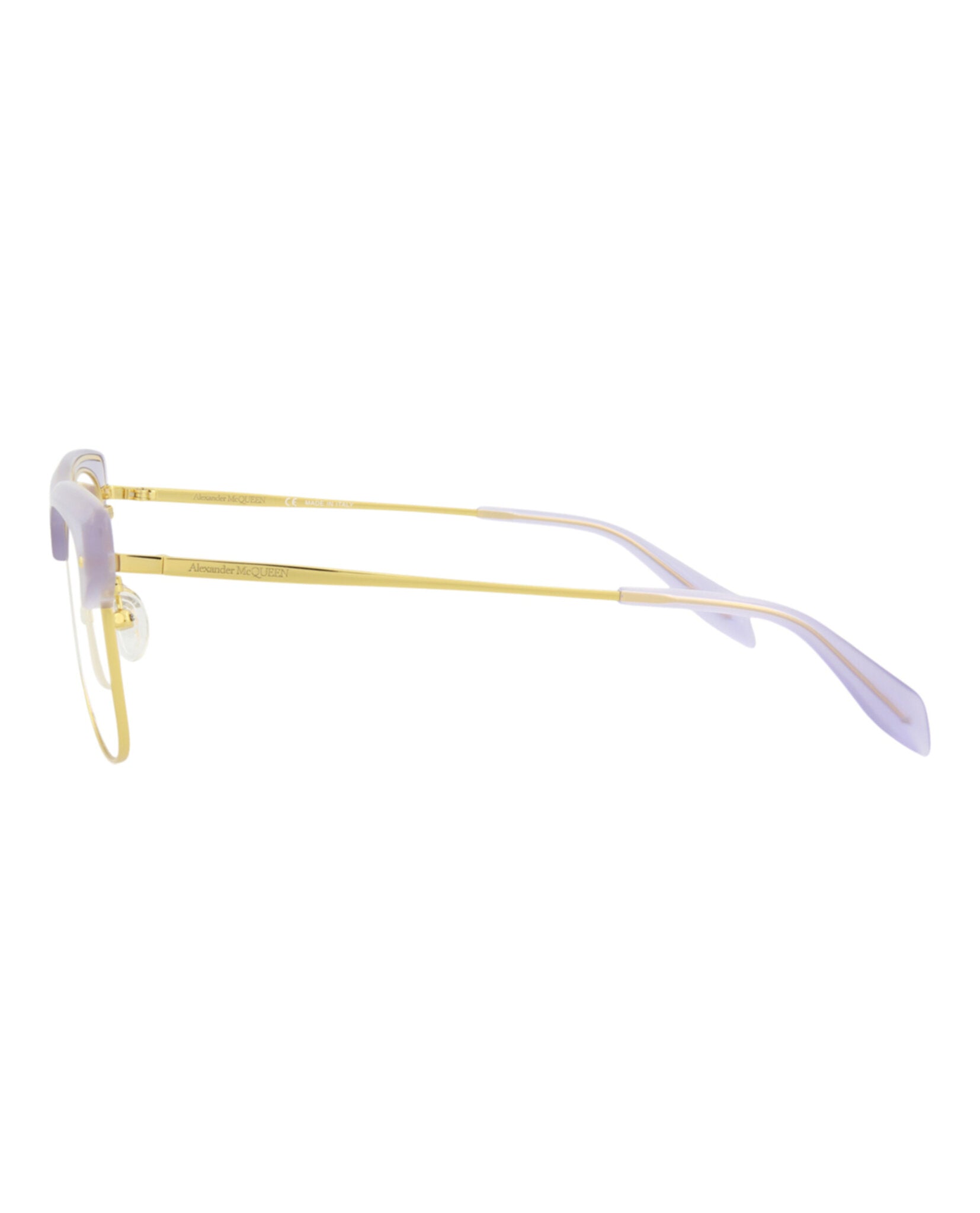 title:Alexander McQueen Fashion Optical, style # AM0237O-30008072005;color:Violet Gold Transparent