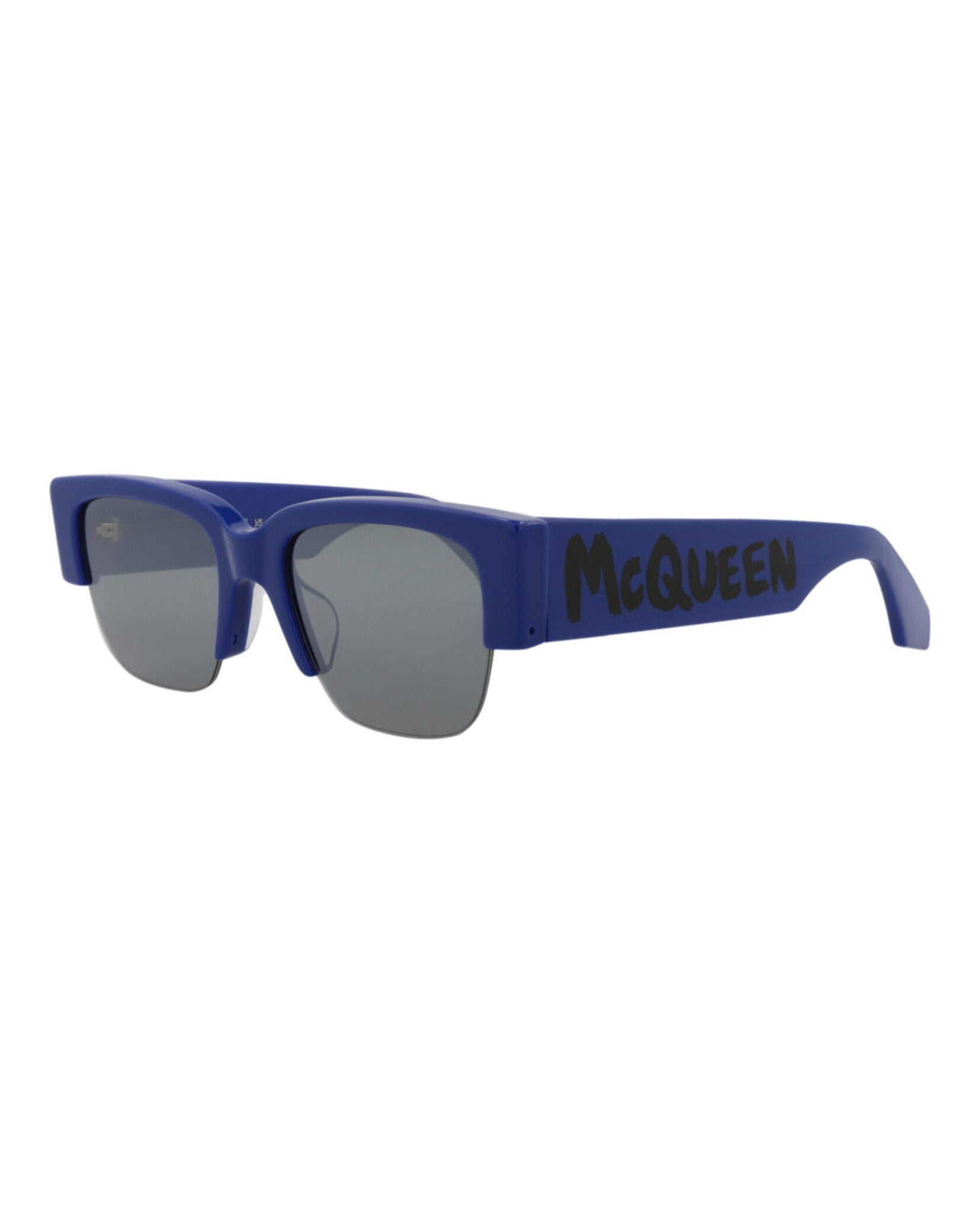 title:Alexander McQueen Square-Frame Recycled Acetate Sunglasses, Style #  AM0405S-30014336003;color:Blue Blue Silver