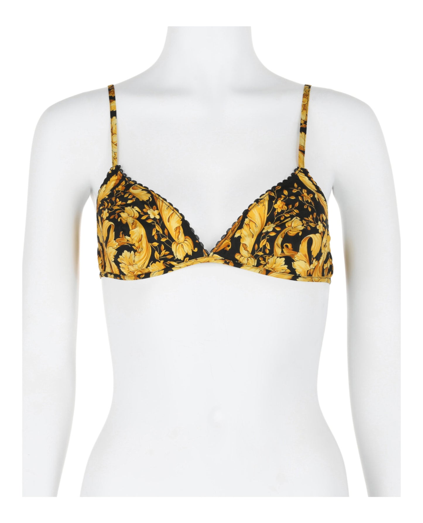 title:Versace Barocco Printed Silk Bralette;color:Multi