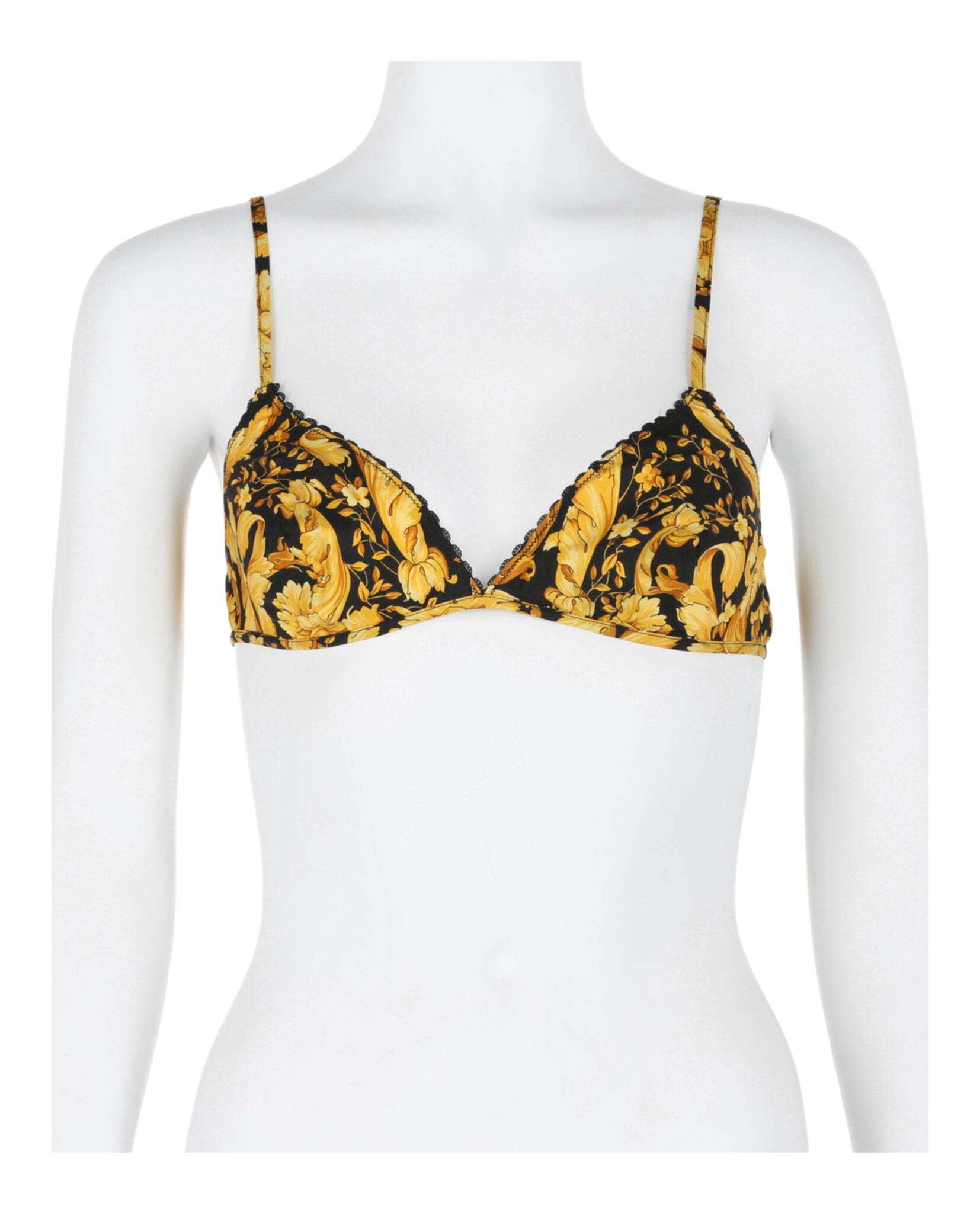 title:Versace Barocco Printed Silk Bralette;color:Multi