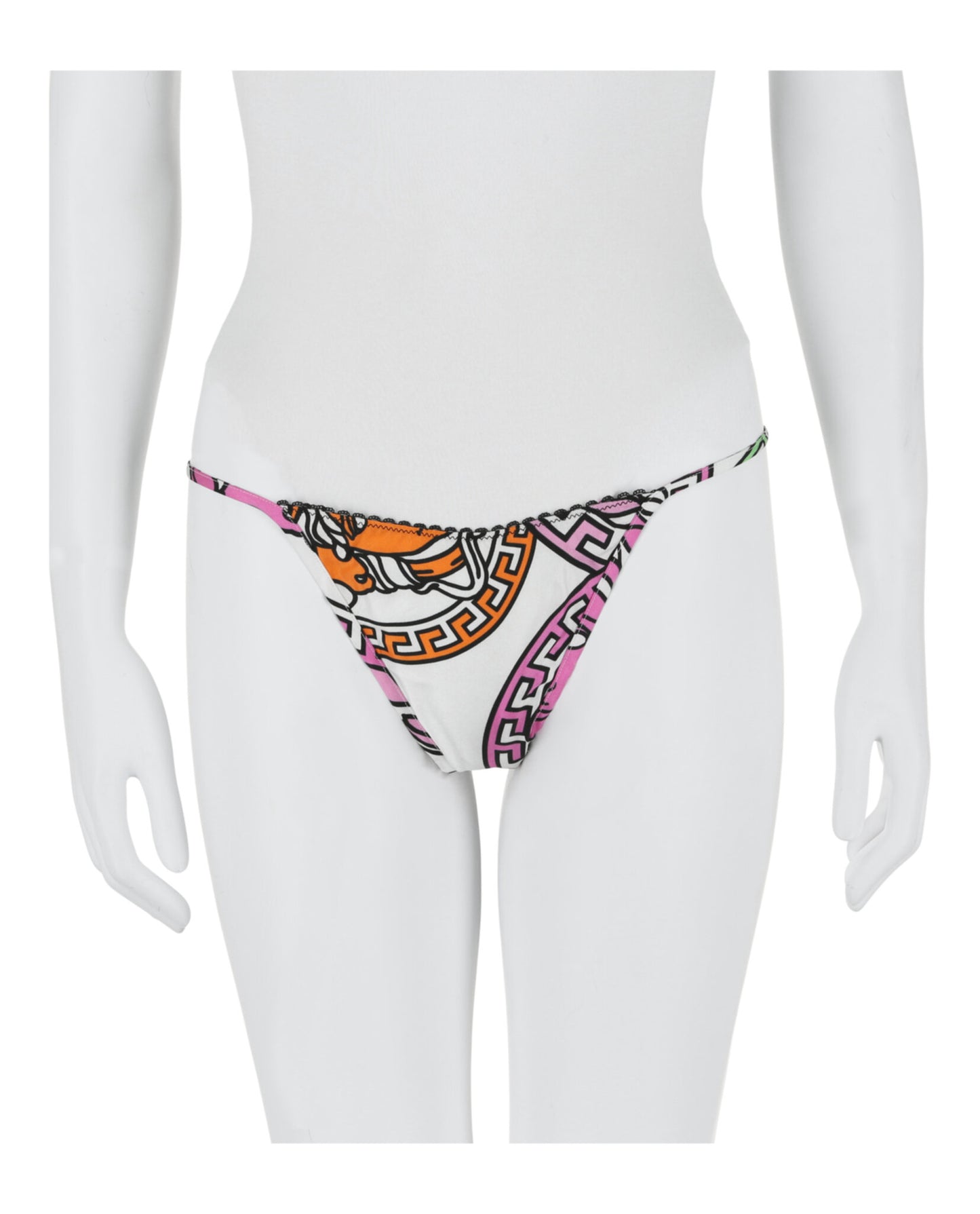 title:Versace Thong Bikini Bottom;color:White