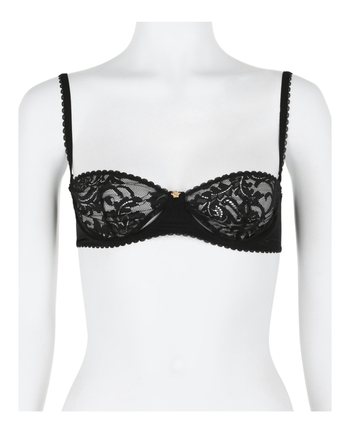 title:Versace Underwire Mesh Bra;color:Black