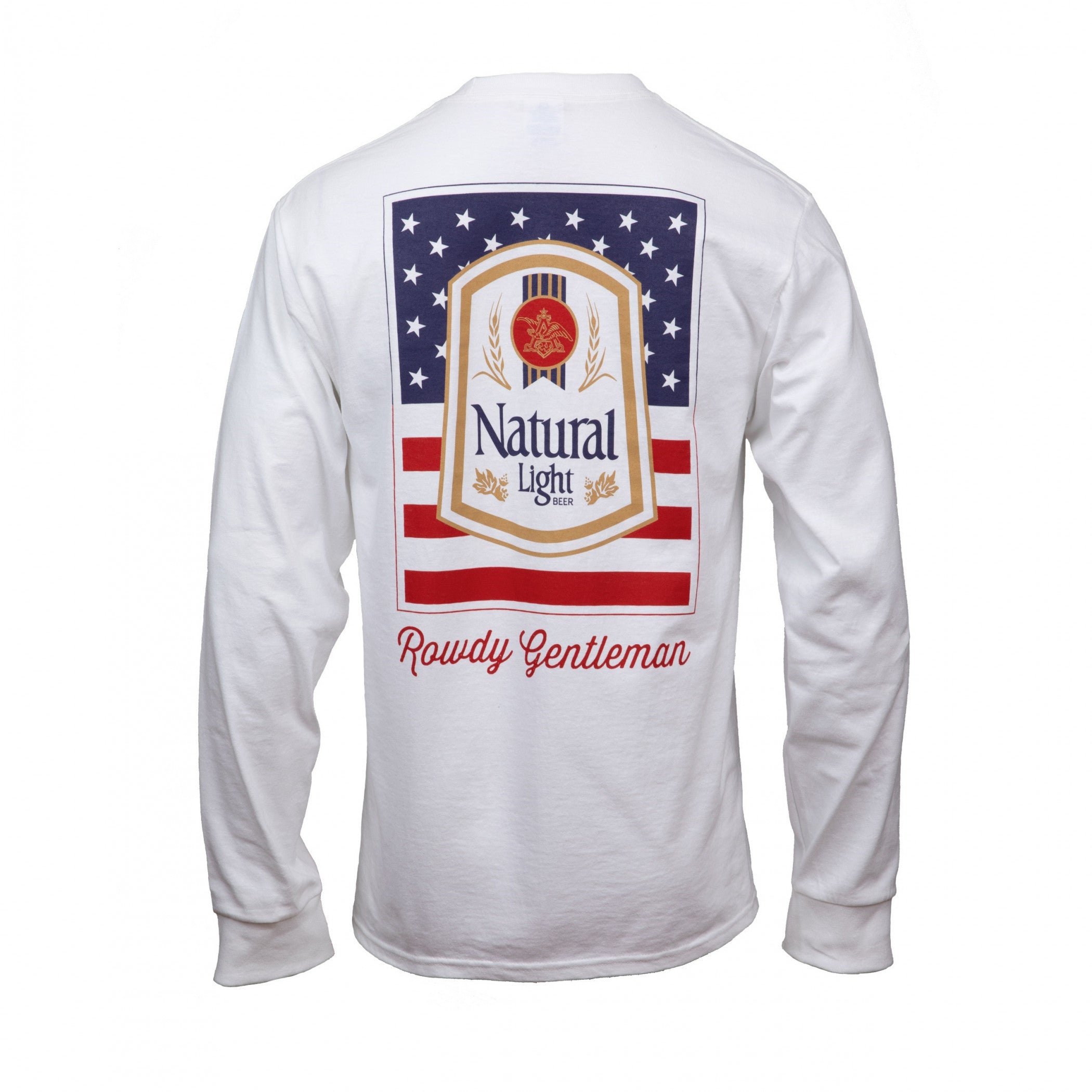 title:Natural Light Americana Front and Back Print Long Sleeve Shirt;color:White