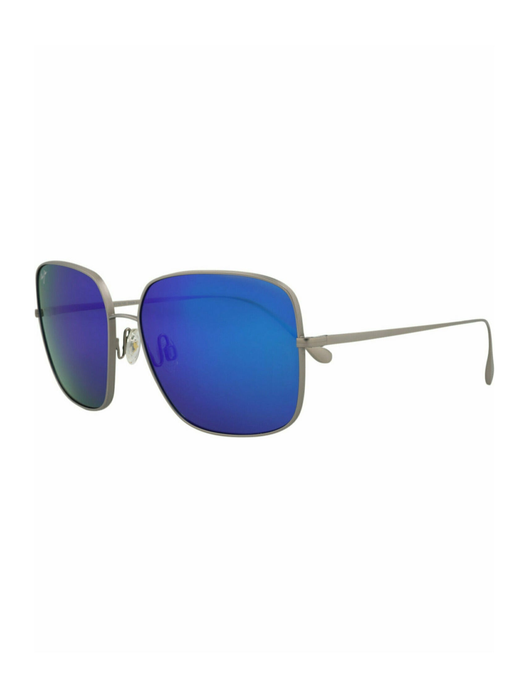 title:Maui Jim Square-Frame Titanium Sunglasses;color:Titanium Titanium Blue