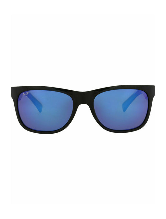 title:Maui Jim Square-Frame Nylon Sunglasses;color:Black Black Blue