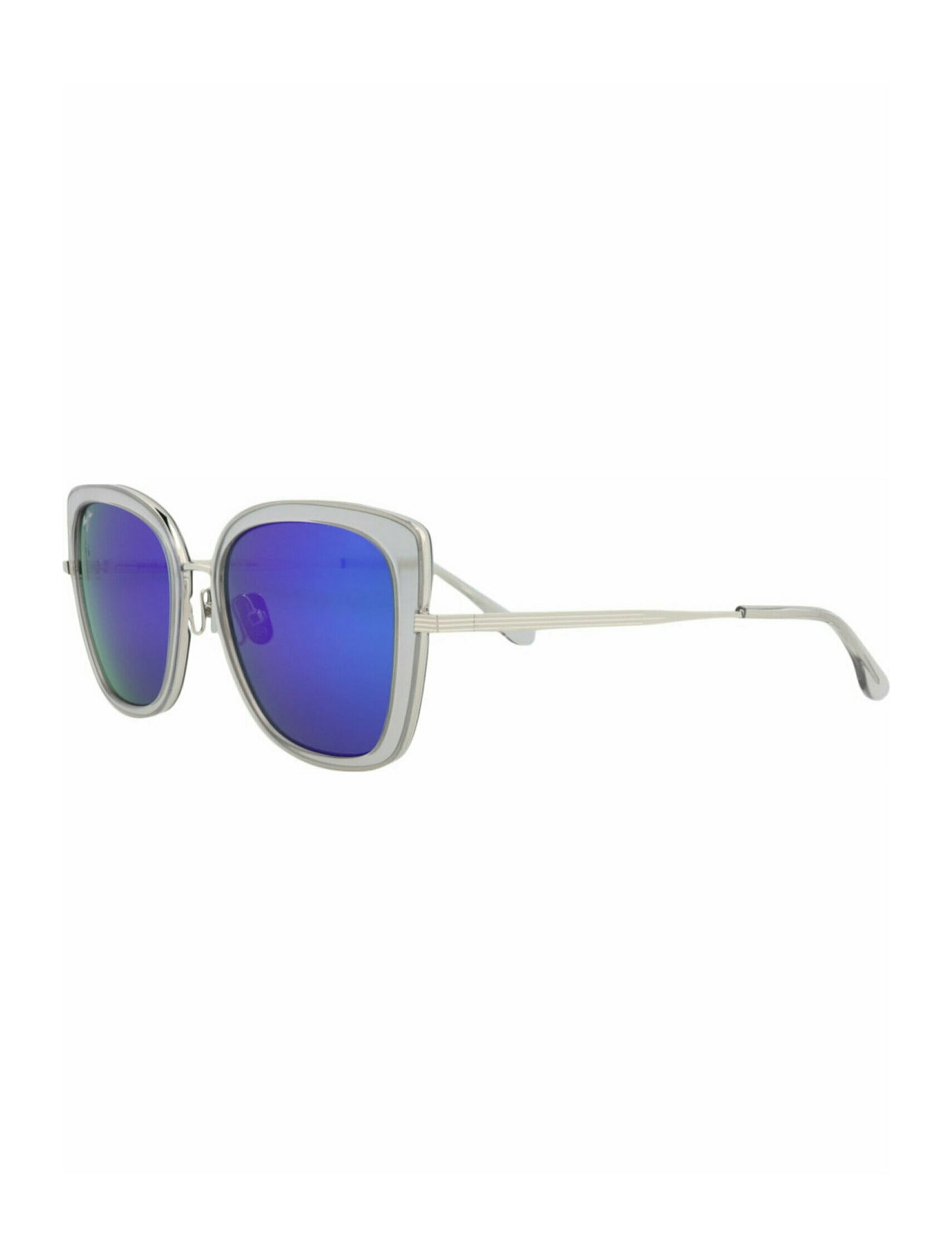 title:Maui Jim Cat Eye-Frame Titanium Sunglasses;color:Grey Silver Blue