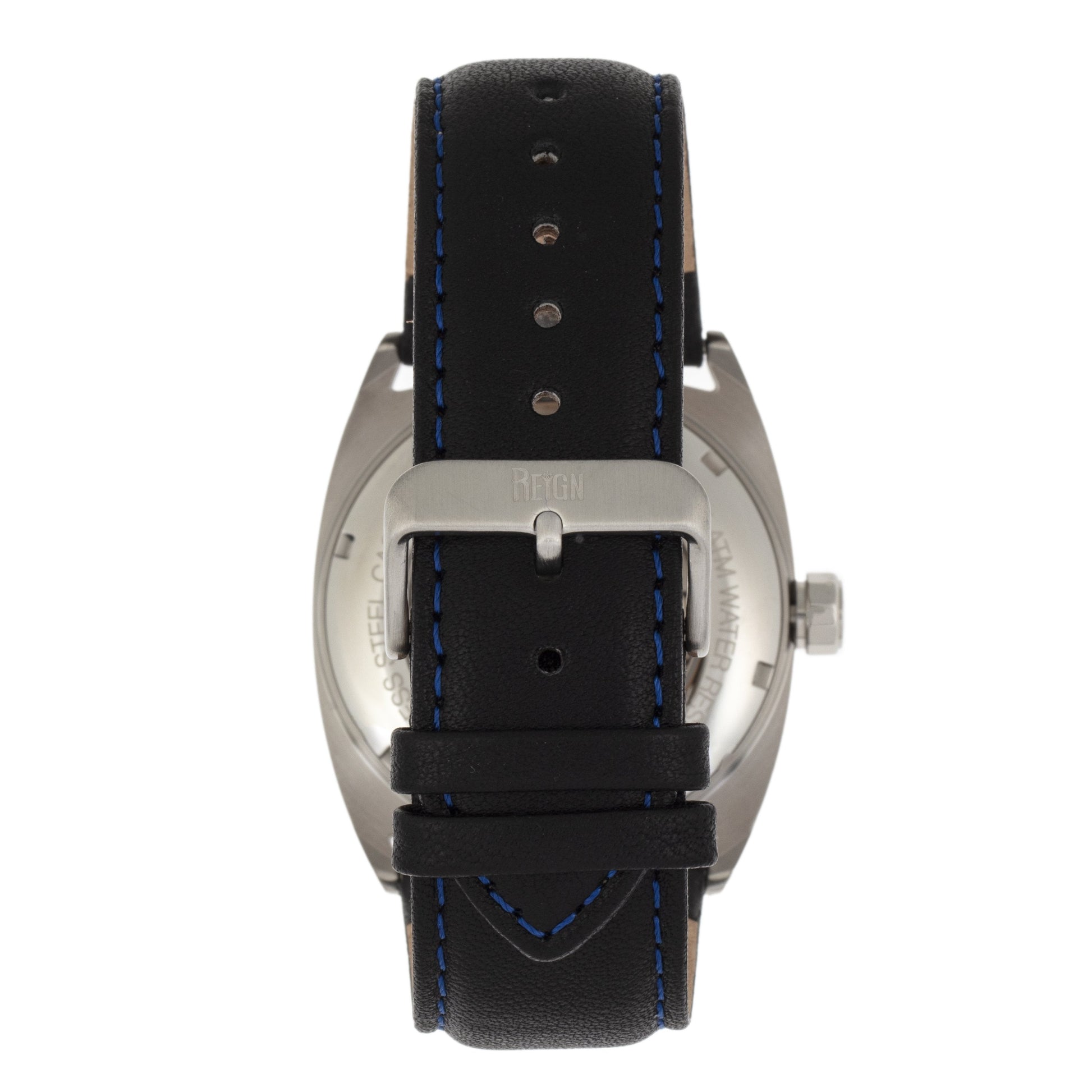 Reign Astro Semi-Skeleton Leather-Band Watch - Silver/Black - REIRN5501