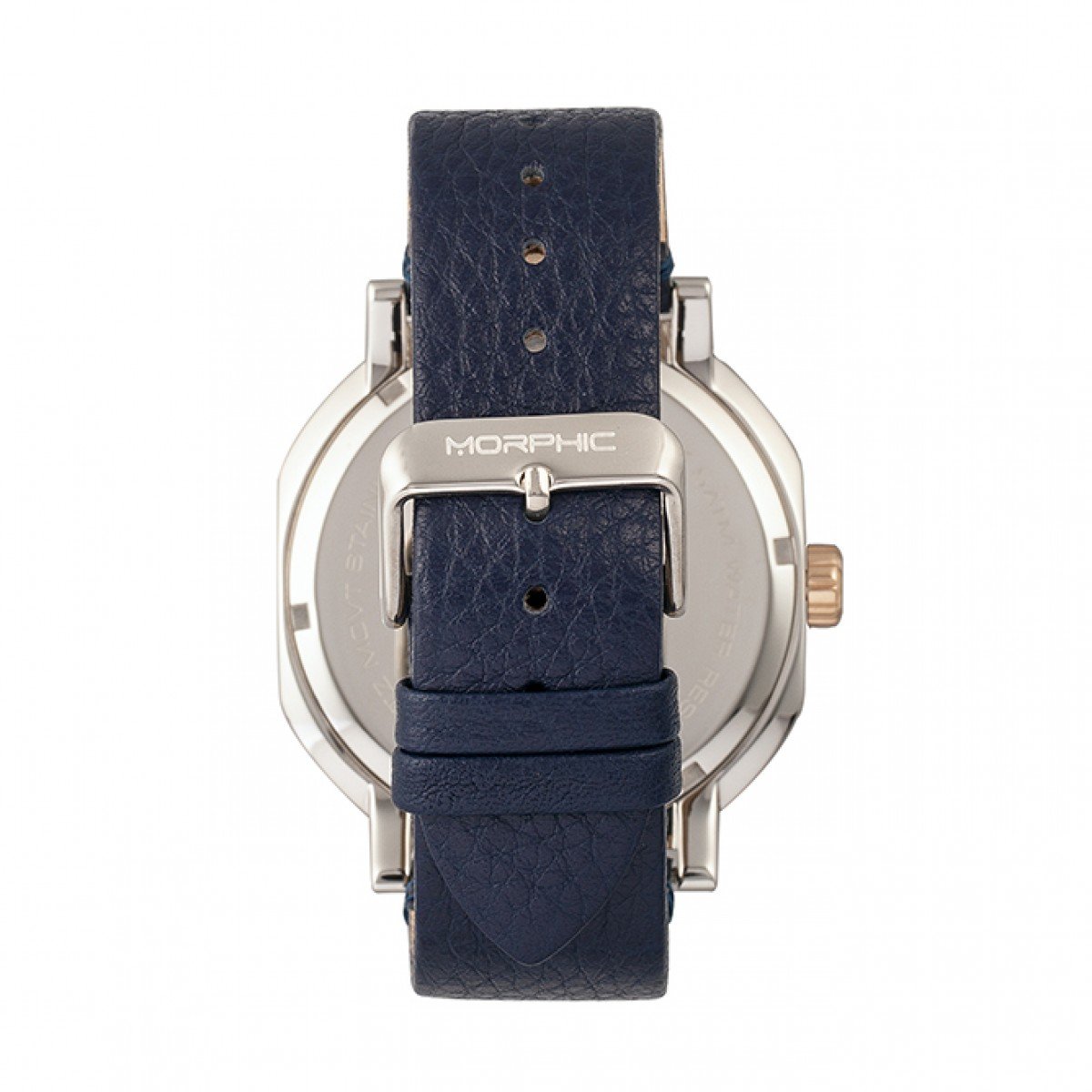 Morphic M62 Series Leather-Band Watch w/Day/Date - Rose Gold/Navy - MPH6206