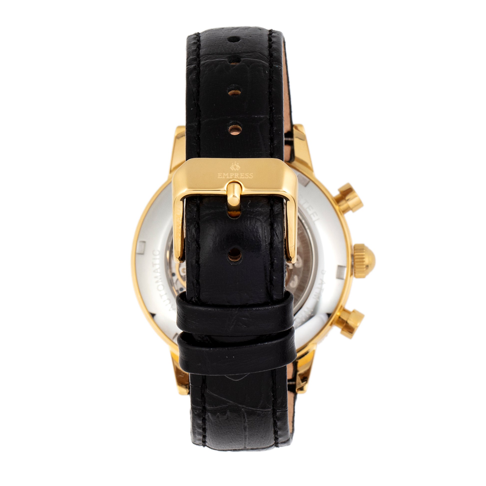 Empress Beatrice Automatic Skeleton Dial Leather-Band Watch w/Day/Date - Gold/Black - EMPEM2004