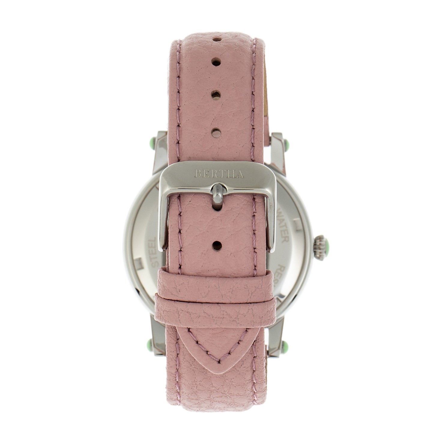 Bertha Betsy MOP Leather-Band Ladies Watch - Silver/Pink - BTHBR5702