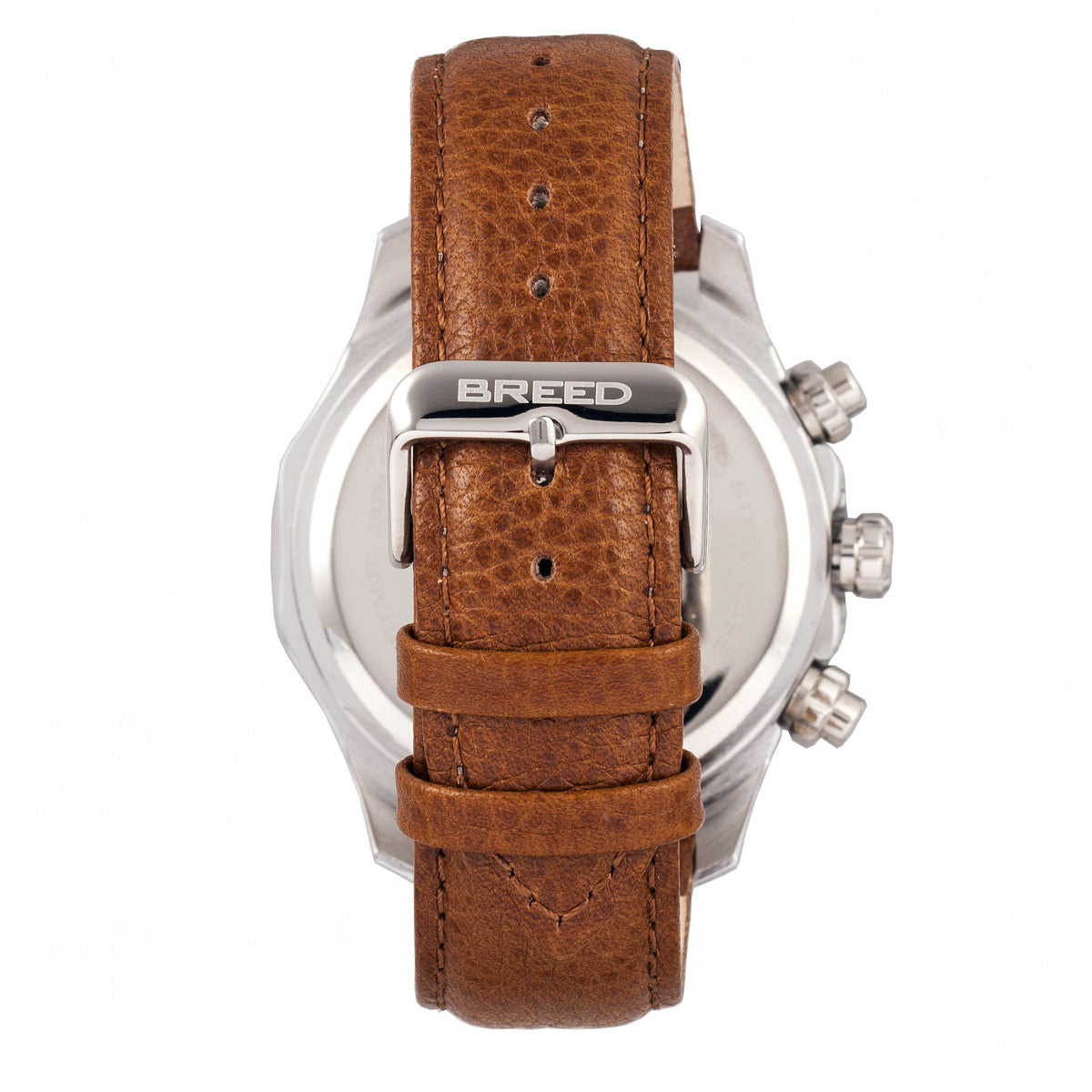 Breed Lacroix Chronograph Leather-Band Watch - Silver/Brown - BRD6802