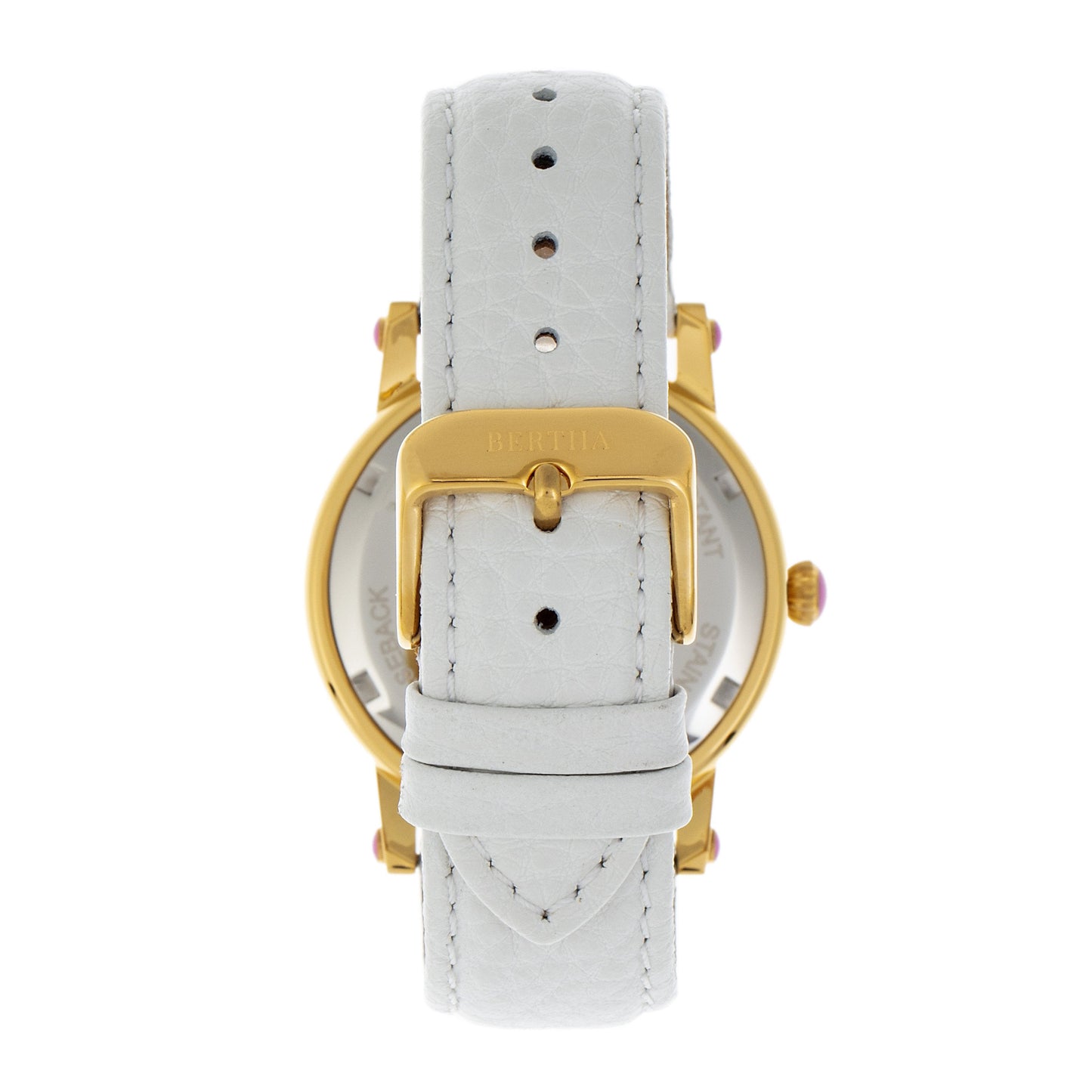 Bertha Betsy MOP Leather-Band Ladies Watch - Gold/White - BTHBR5703