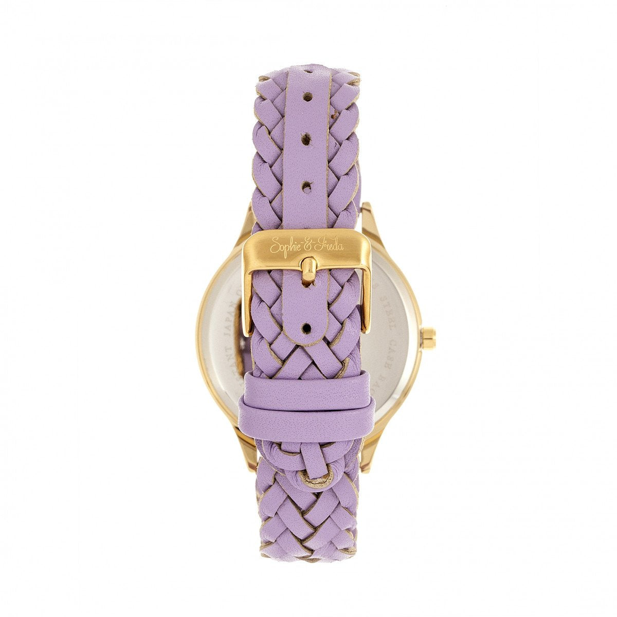 Sophie & Freda Tucson Leather-Band Watch w/Swarovski Crystals - Gold/Lavender - SAFSF4505