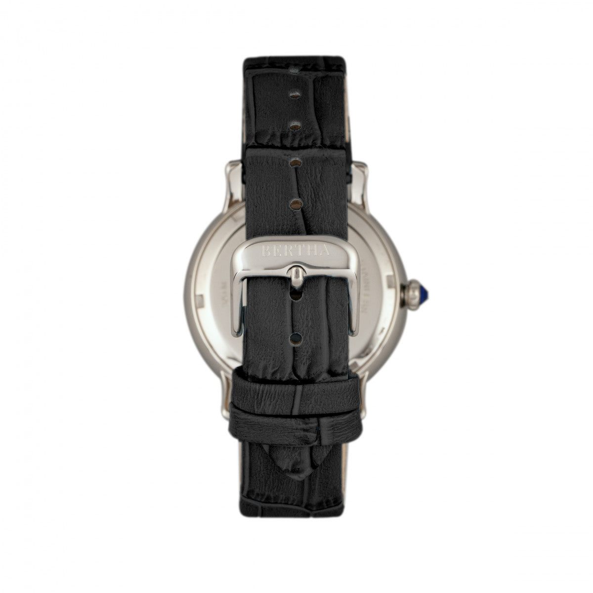 Bertha Courtney Opal Dial Leather-Band Watch - Black - BTHBR7901