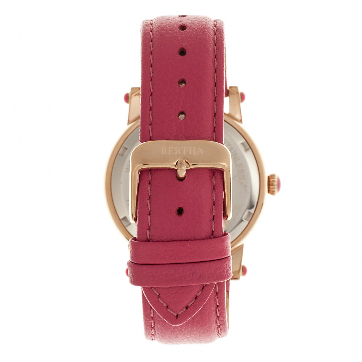 Bertha Chelsea MOP Leather-Band Ladies Watch - Rose Gold/Pink - BTHBR4904