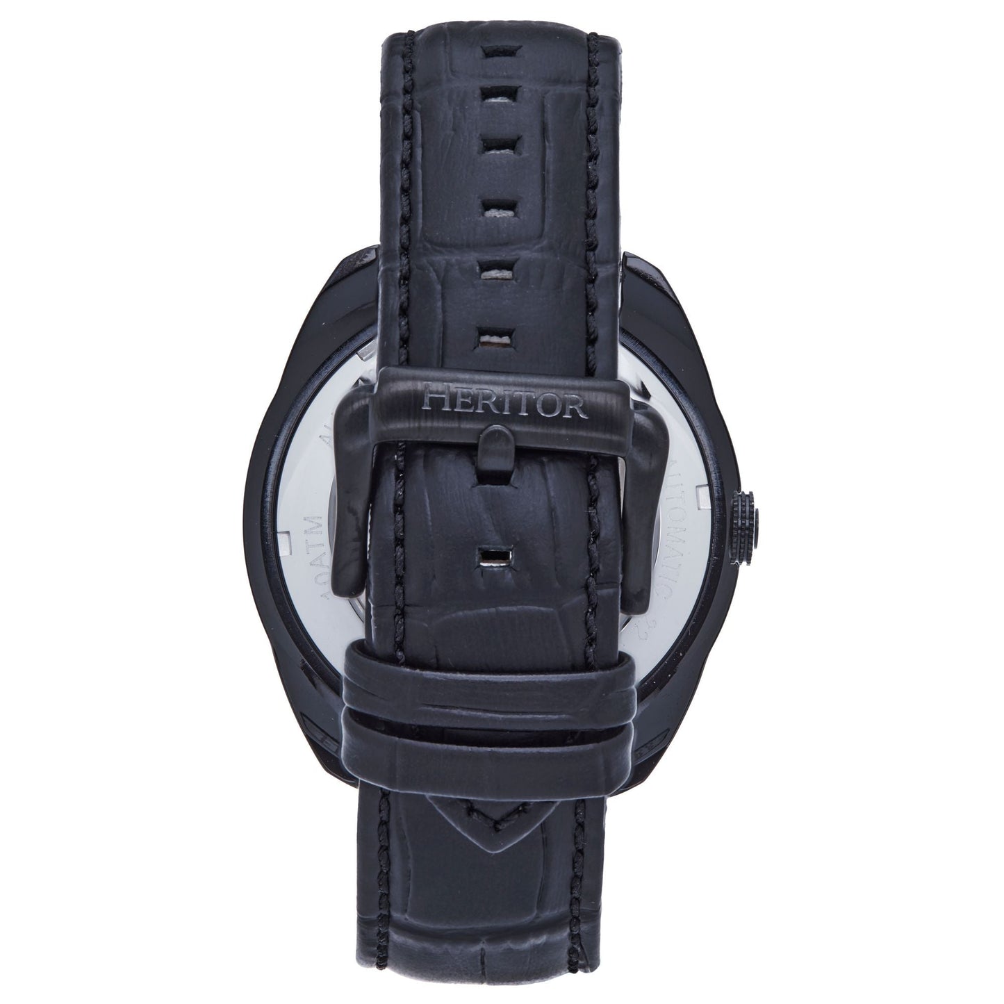 Heritor Automatic Roman Semi-Skeleton Leather-Band Watch - Black - HERHS2205