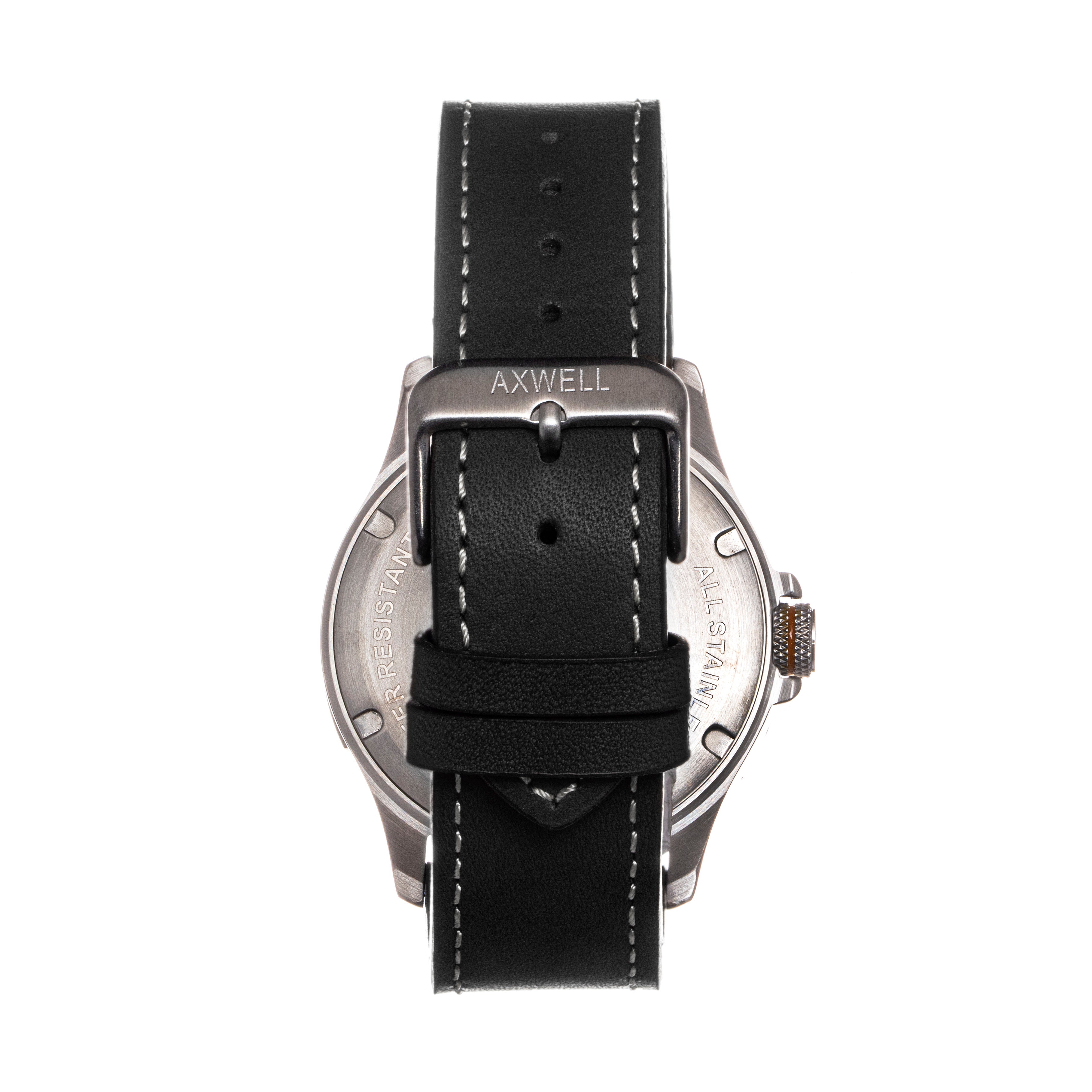 Axwell Blazer Leather Strap Watch - Black/Silver - AXWAW106-2