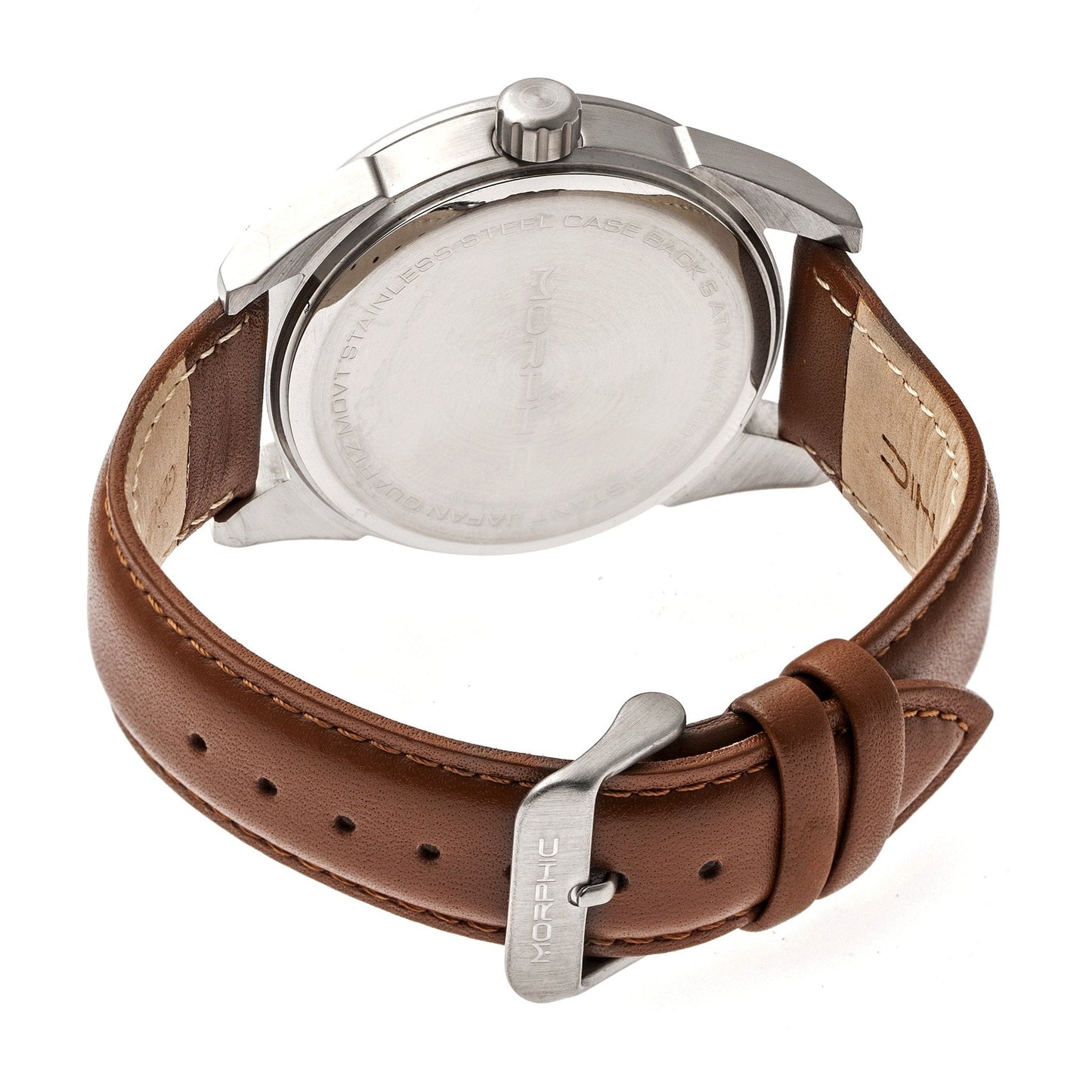 Morphic M63 Series Leather-Band Watch w/Date - Blue/Brown - MPH6306