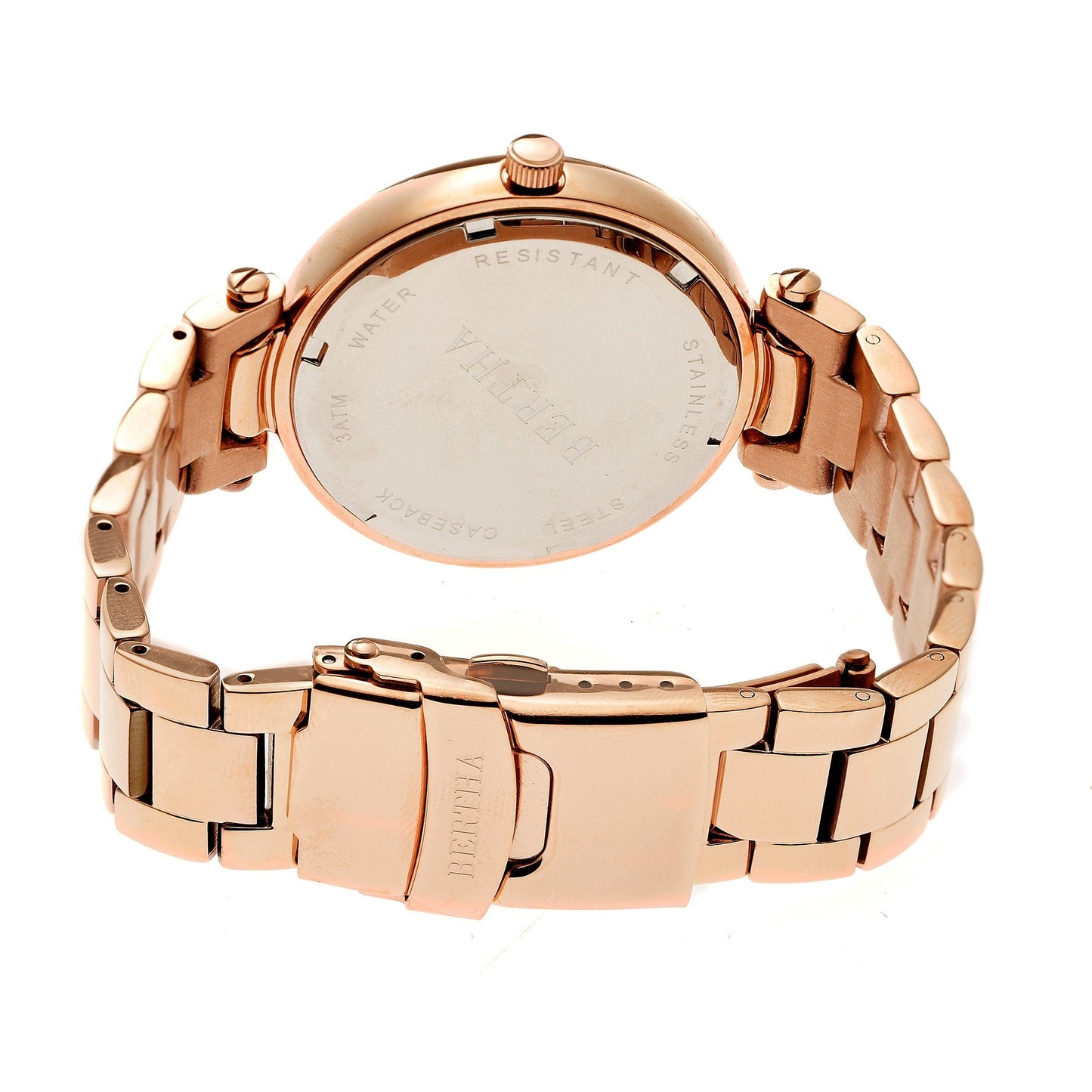 Bertha Elizabeth Unique Bezel Bracelet Watch - Rose Gold/Powder Blue - BTHBR6603