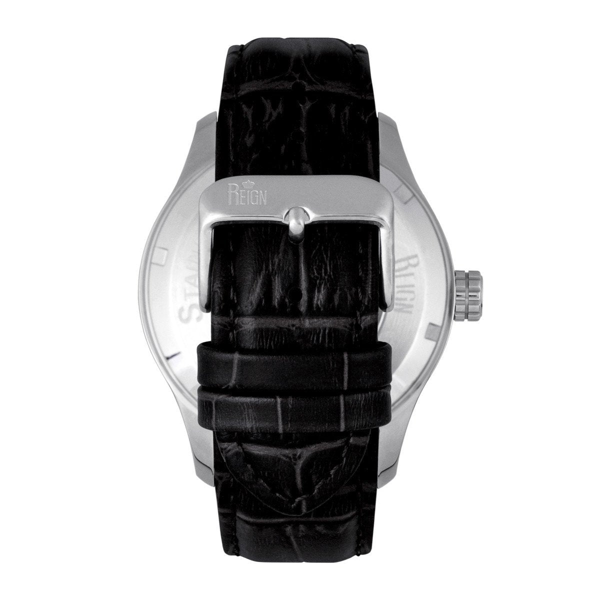 Reign Bhutan Leather-Band Automatic Watch - Silver/Black - REIRN1602