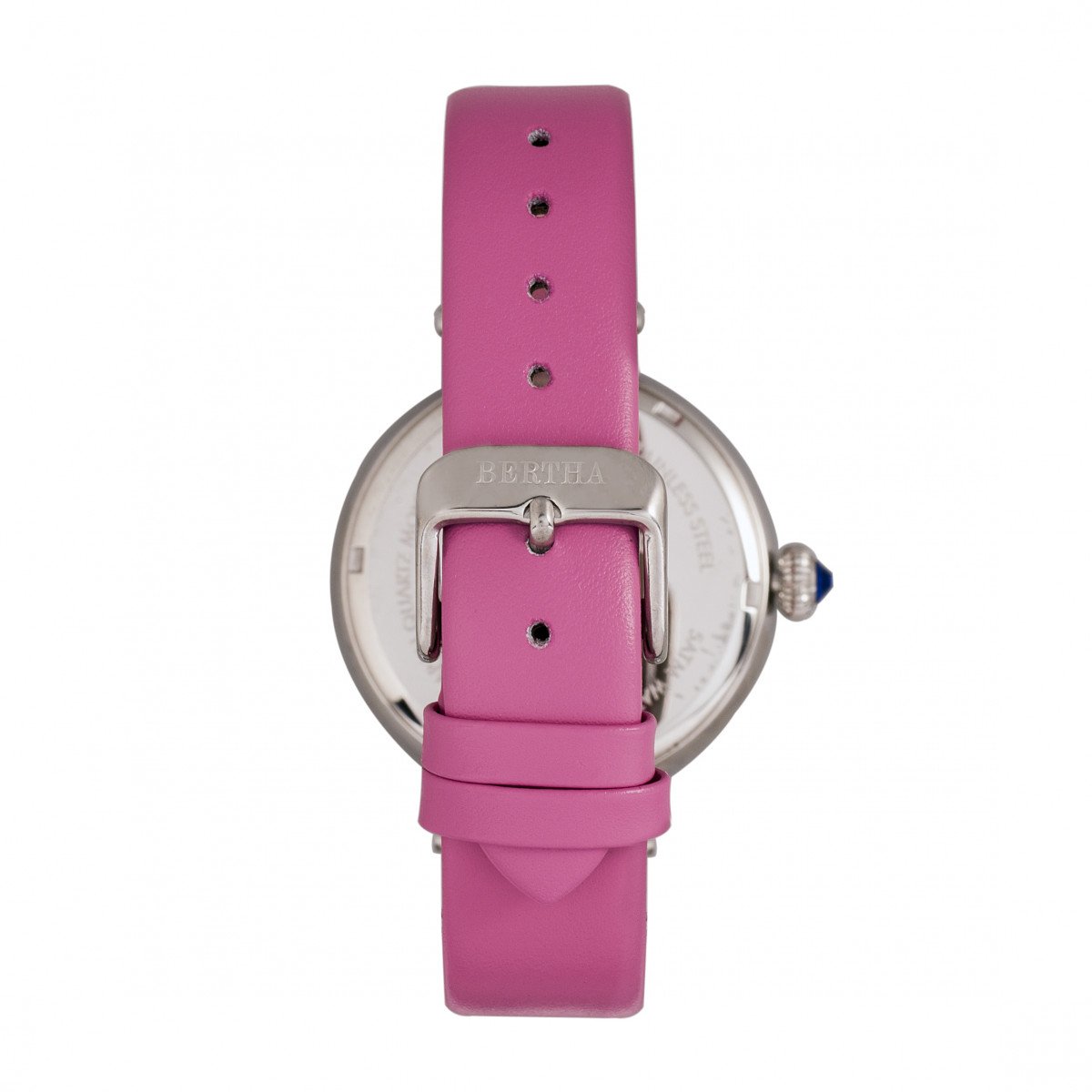 Bertha Rosie Leather-Band Watch - Silver/Pink - BTHBR8802