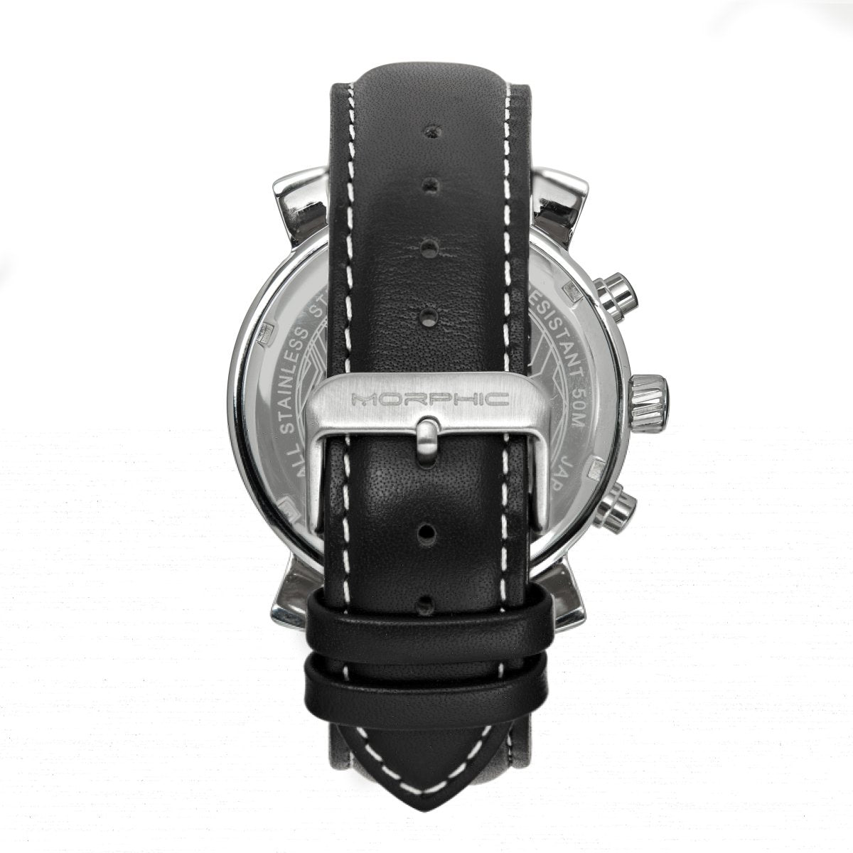 Morphic M89 Series Chronograph Leather-Band Watch w/Date - Black/White - MPH8901