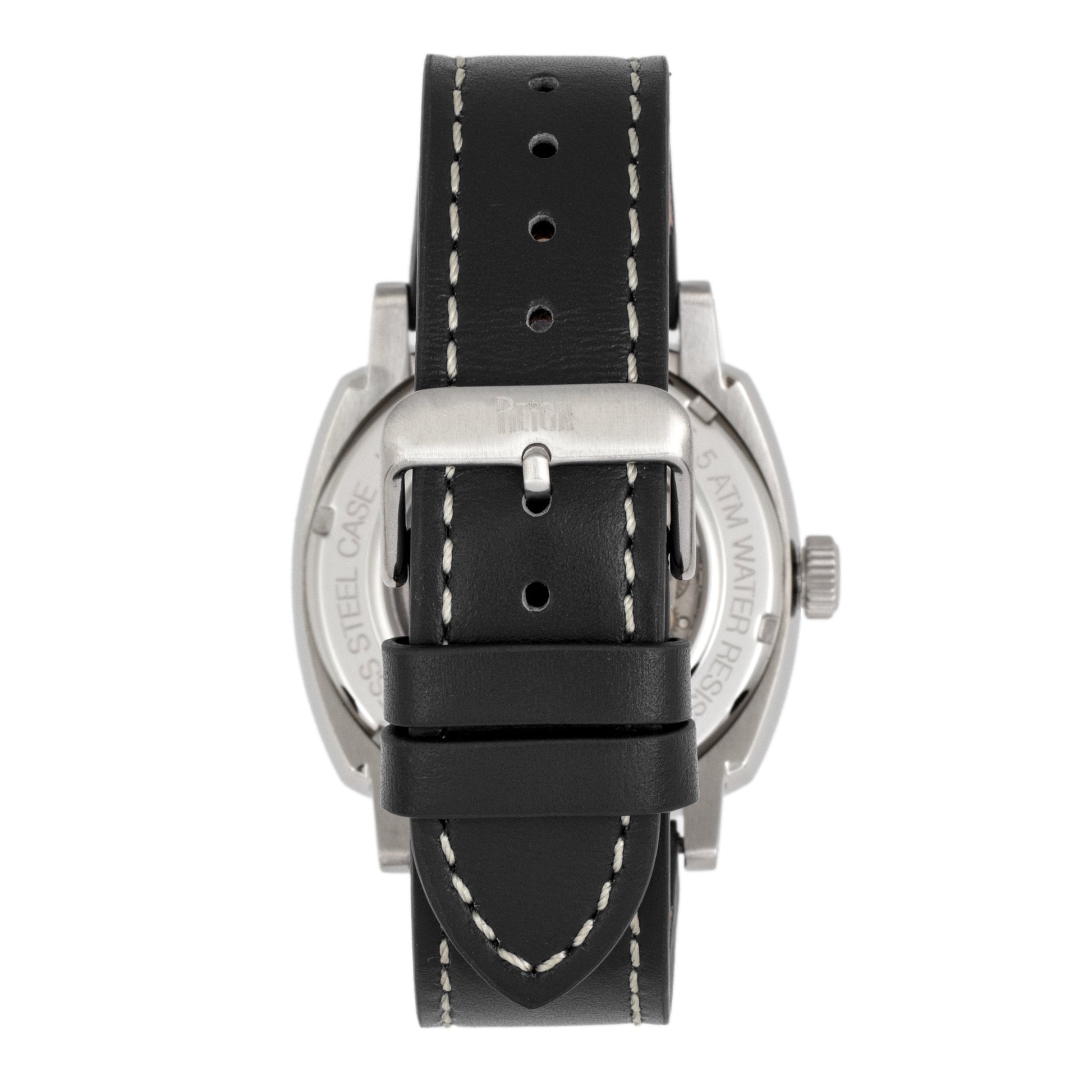 Reign Napoleon Automatic Semi-Skeleton Leather-Band Watch - Silver/Black - REIRN5801