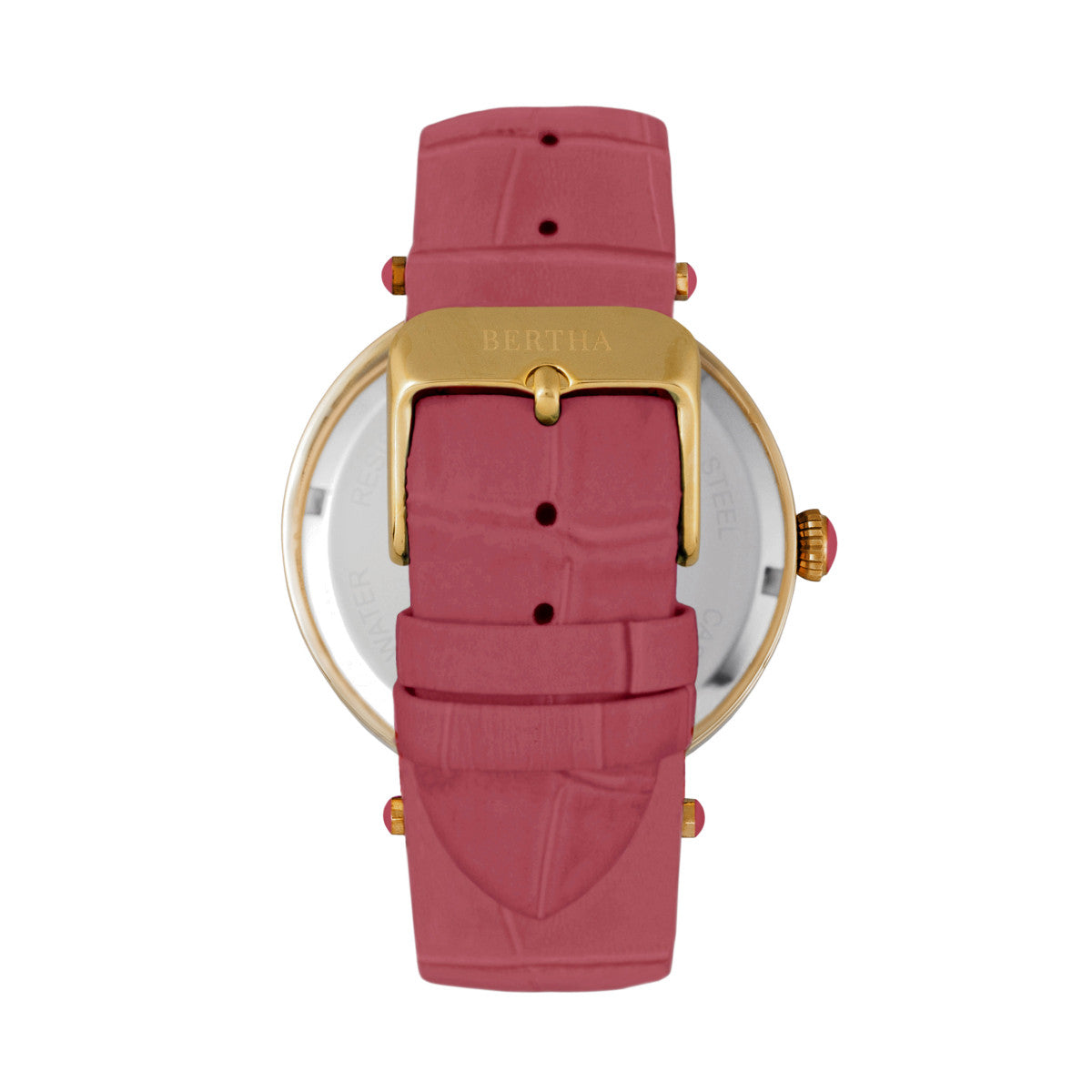 Bertha Camilla Mother-Of-Pearl Leather-Band Watch - Coral - BTHBR6205