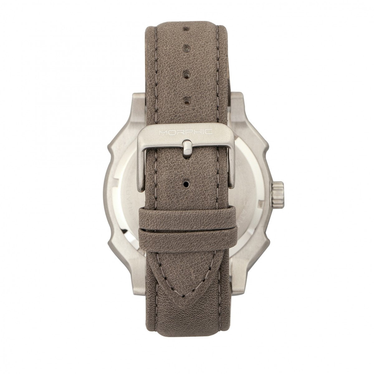 Morphic M68 Series Leather-Band Watch w/ Date - Silver/Grey - MPH6802