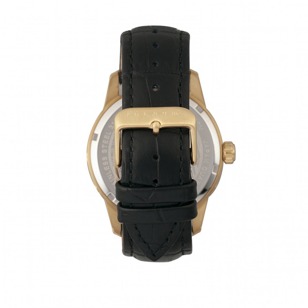 Morphic M56 Series Leather-Band Watch w/Date - Gold/Black - MPH5603