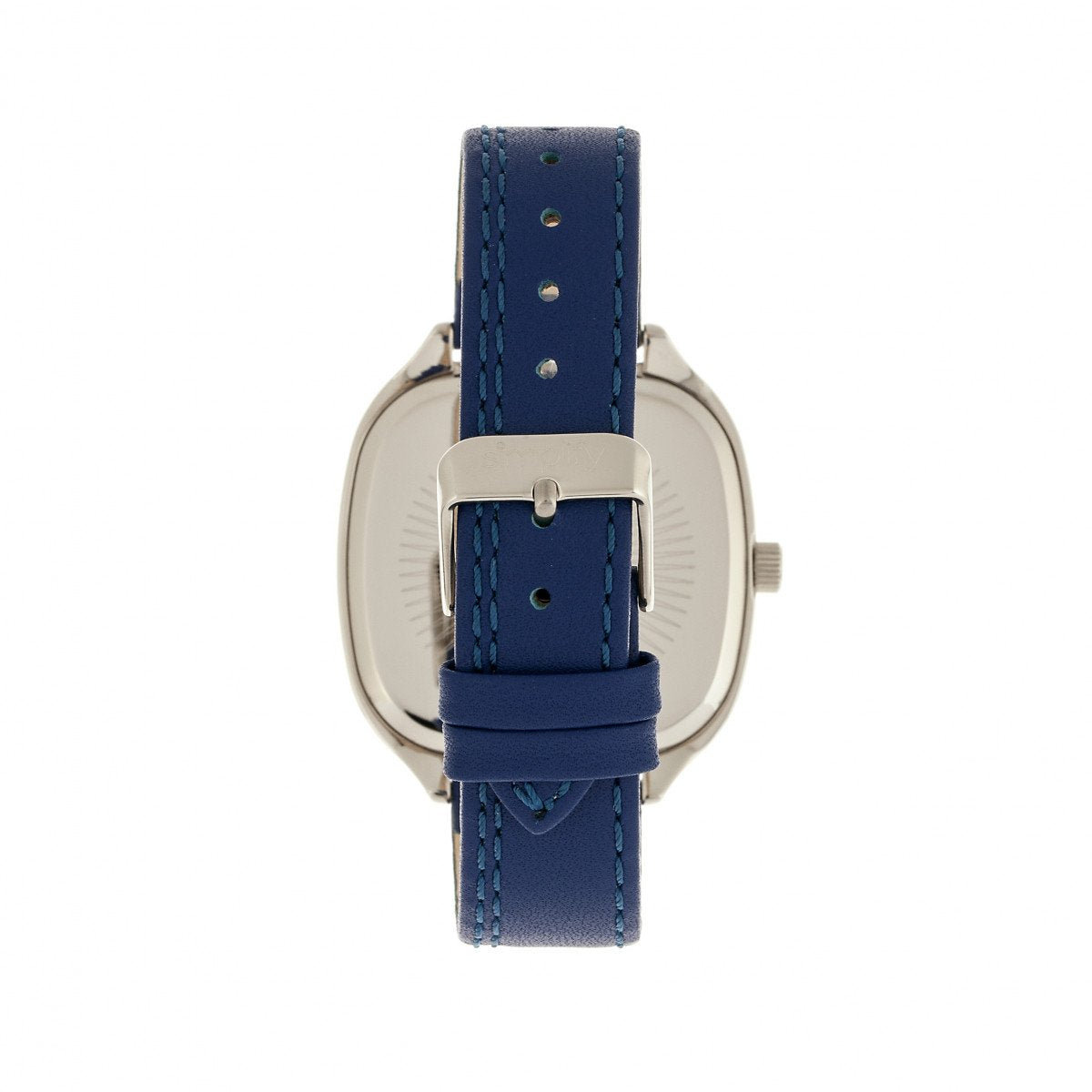 Simplify The 3500 Leather-Band Watch - Silver/Blue - SIM3503