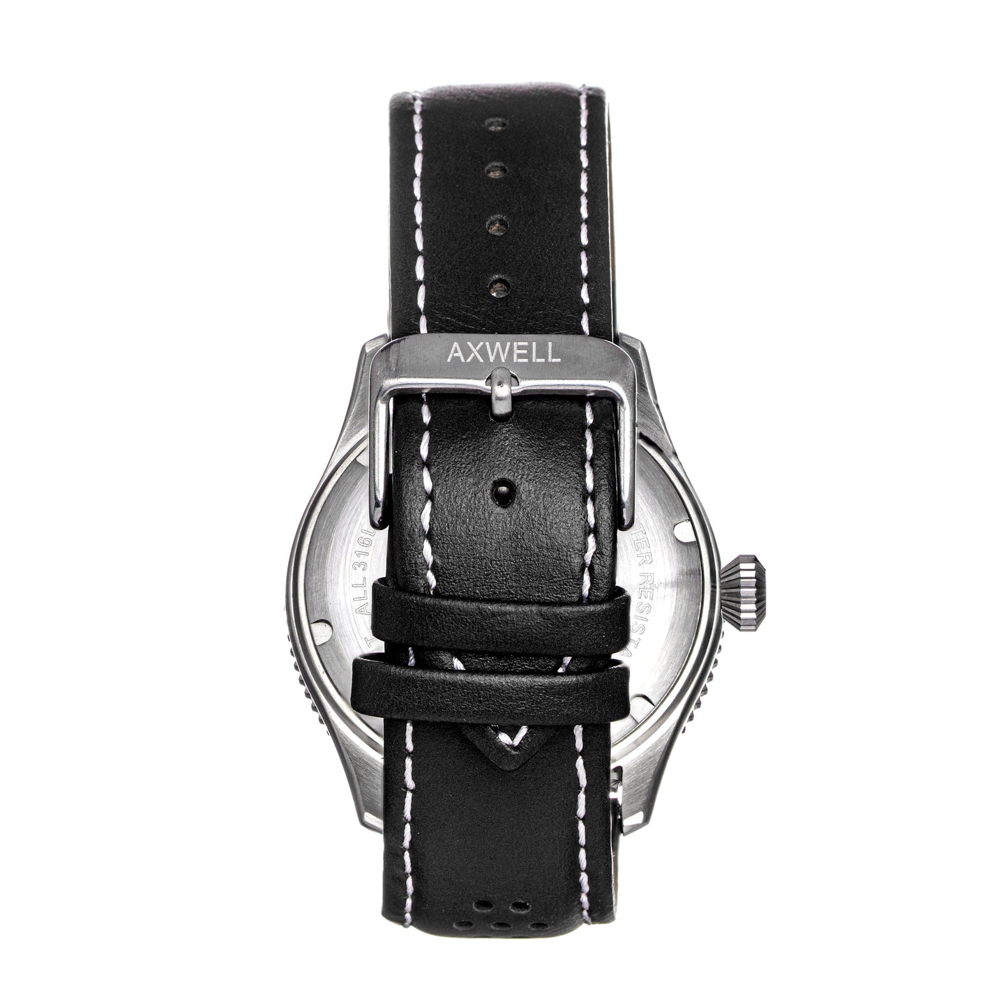 Axwell Arrow Leather-Band Watch w/Date - Black - AXWAW102-1