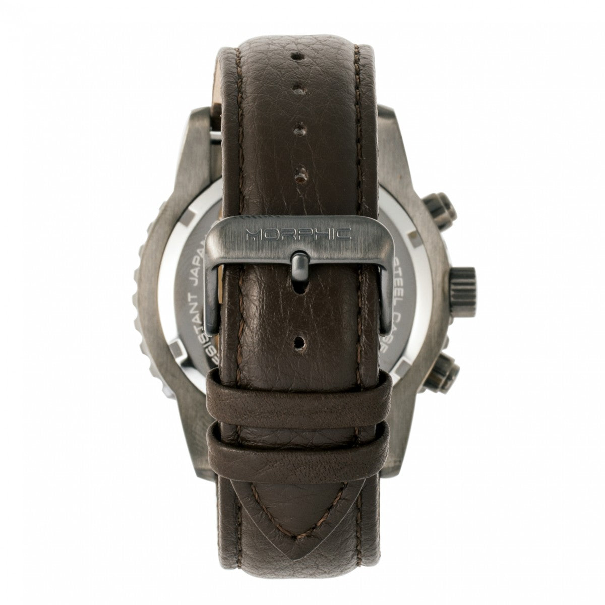 Morphic M67 Series Chronograph Leather-Band Watch w/Date - Gunmetal/Brown - MPH6705