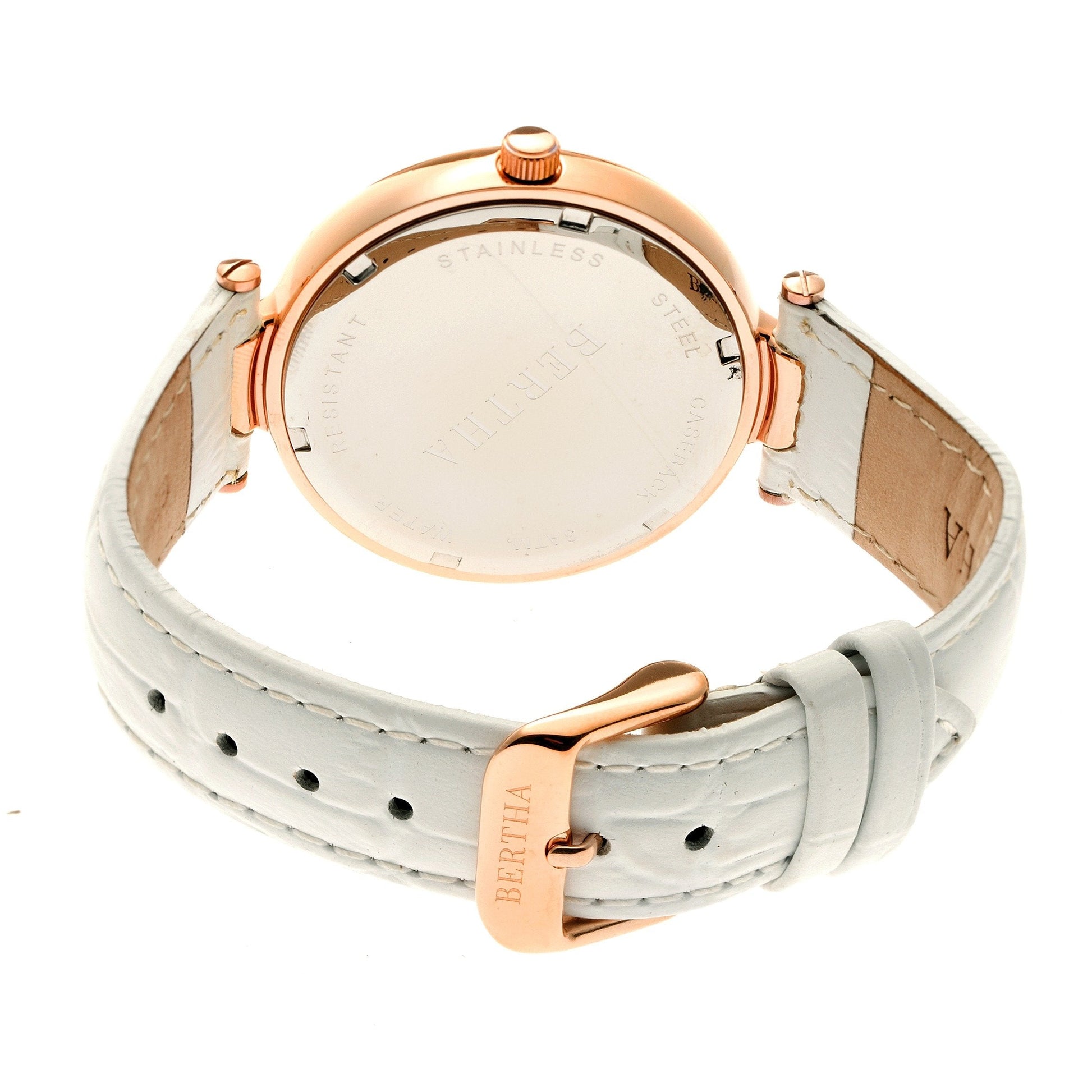 Bertha Elizabeth Unique Bezel Leather-Band Watch - Rose Gold/Coral - BTHBR6606