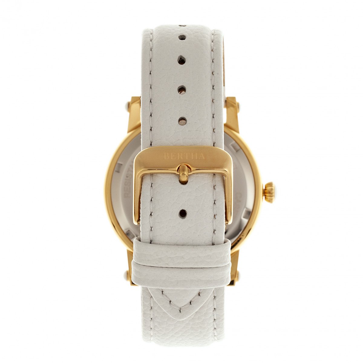 Bertha Chelsea MOP Leather-Band Ladies Watch - Gold/White - BTHBR4903